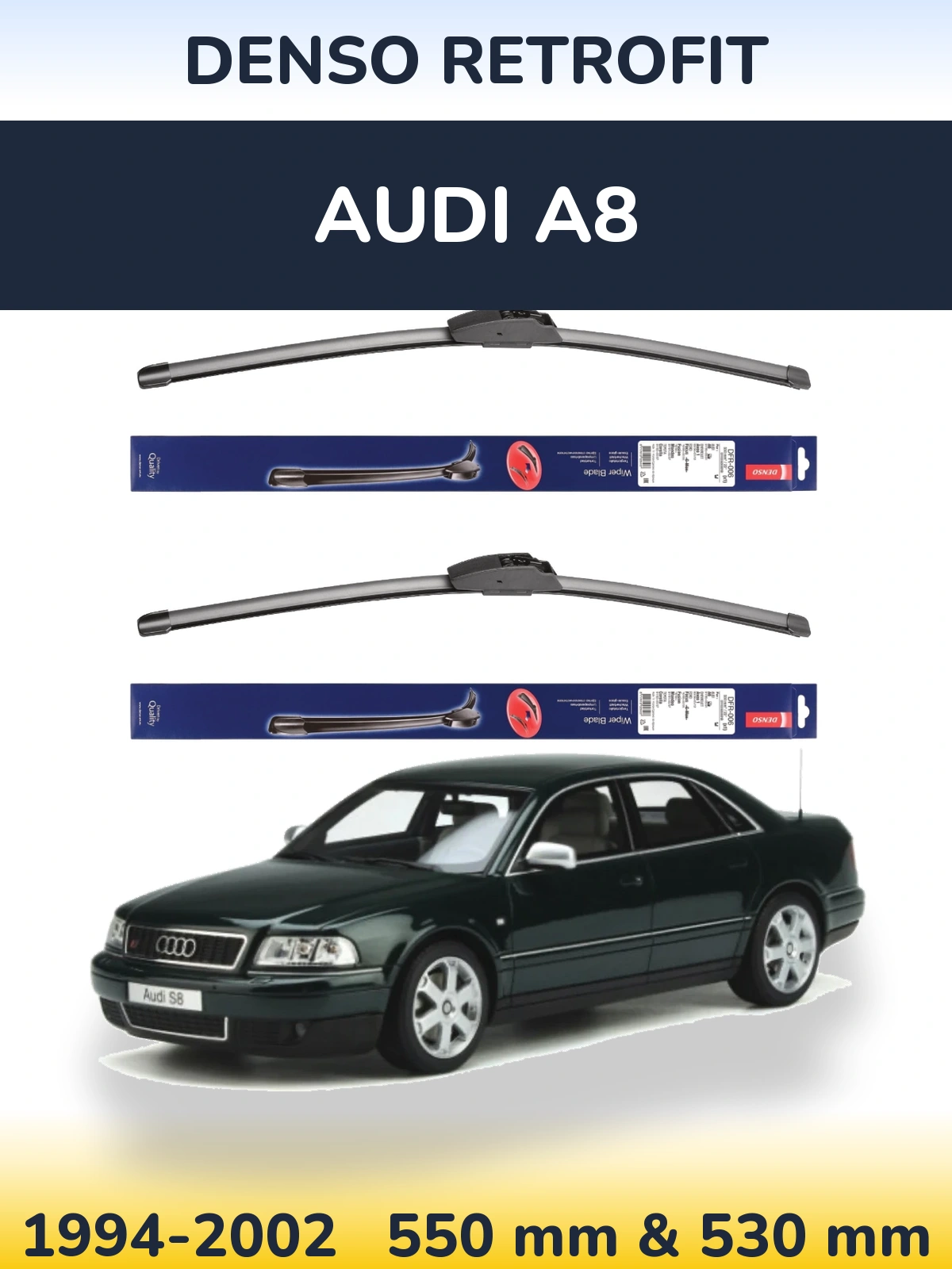 Комплект передніх щіток Denso Retrofit 550 & 530 мм для Audi A8 1994-2002