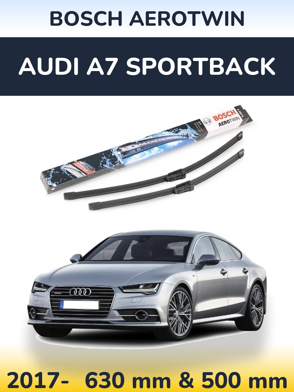Комплект передніх щіток BOSCH AeroTwin 600 & 500 мм для Audi A7 Sportback 2017-2026
