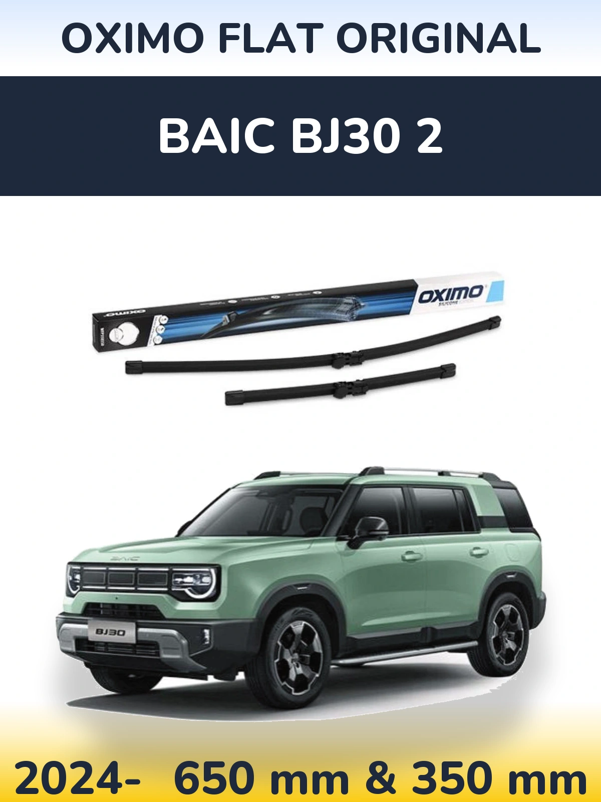 Front wiper blade set Oximo Flat Original 650 & 350 mm for BAIC BJ30 2 2024-2026