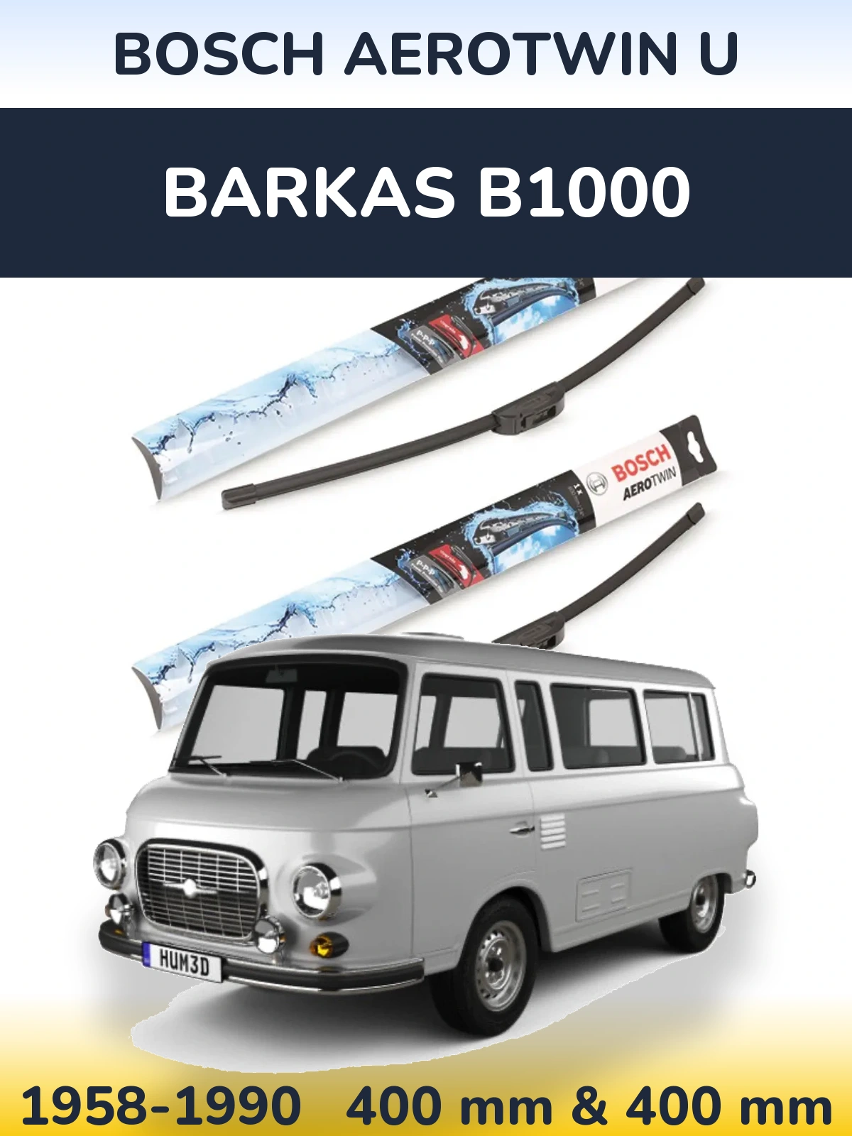 Комплект передніх щіток BOSCH AeroTwin U 400 & 400 мм для Barkas B1000 1958-1990