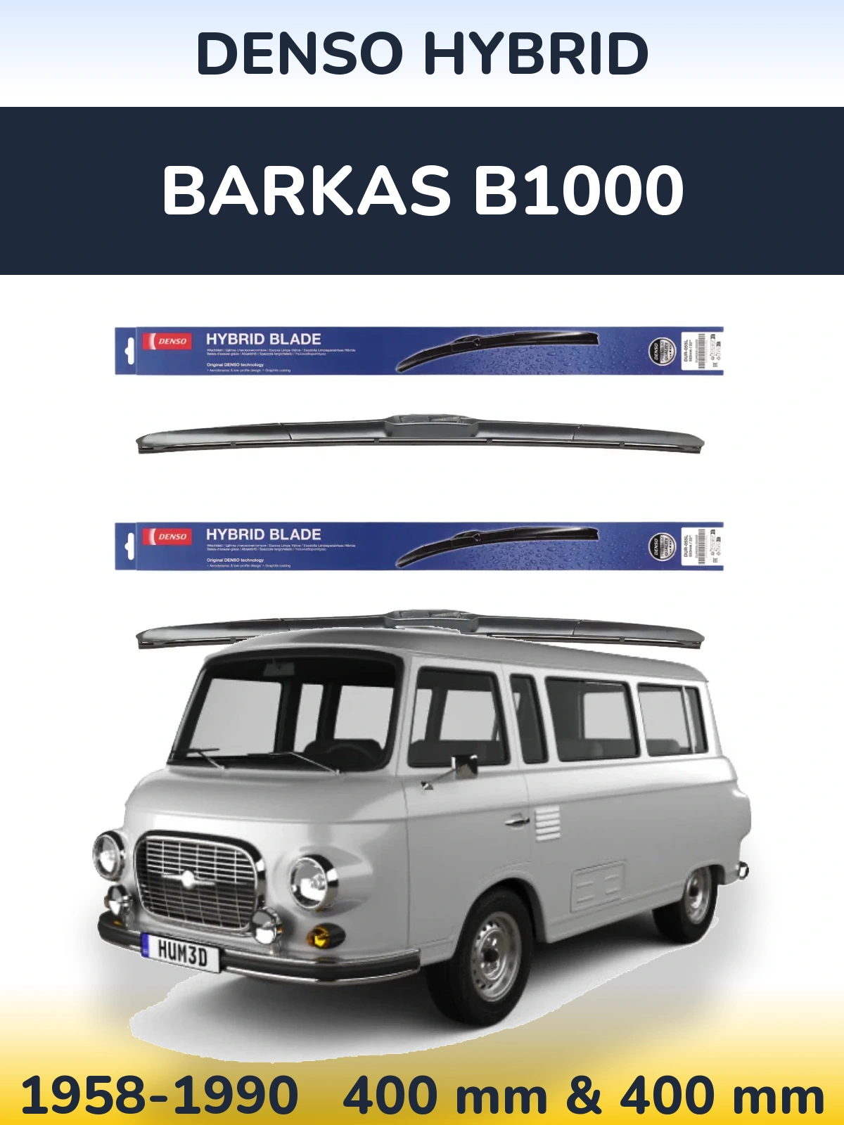 Комплект передніх щіток Denso Hybrid 400 & 400 мм для Barkas B1000 1958-1990