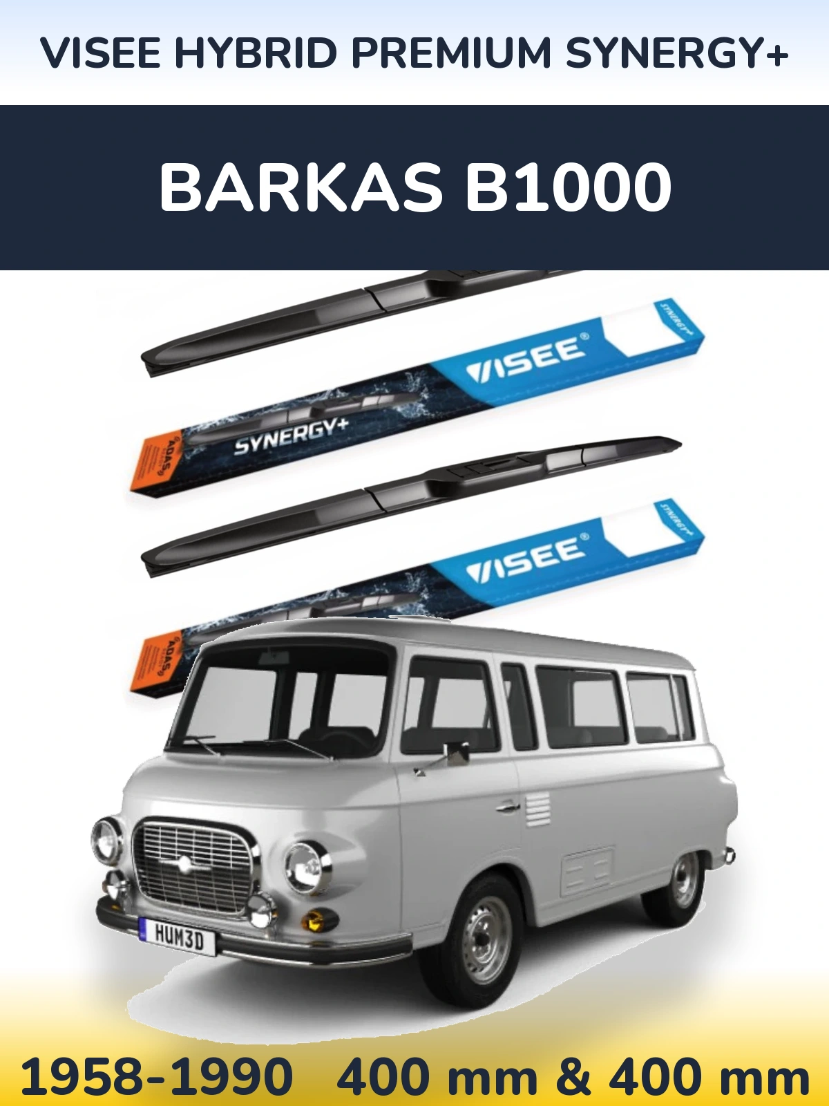 Комплект передних дворников VISEE HYBRID PREMIUM SYNERGY+ 400 & 400 мм для Barkas B1000 1958-1990