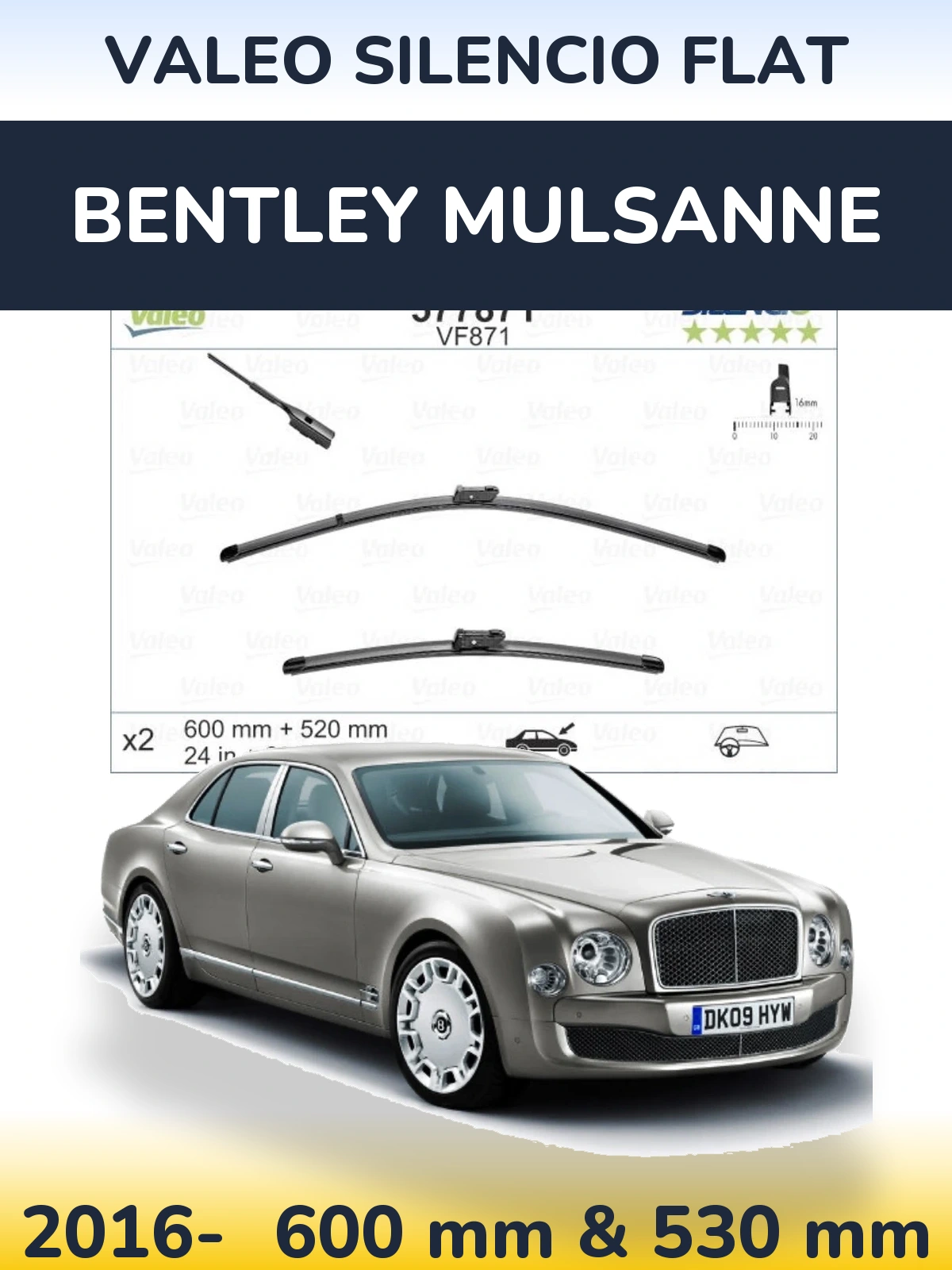 Ștergătoare Valeo Silencio Flat pentru Bentley Mulsanne