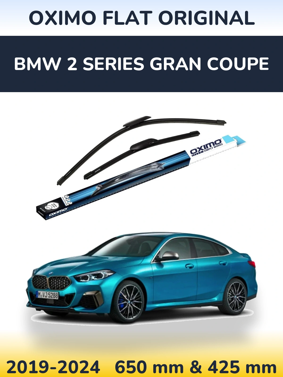 Комплект передних дворников Oximo Flat Original 650 & 425 мм для BMW 2 Series Gran Coupe 2019-2024