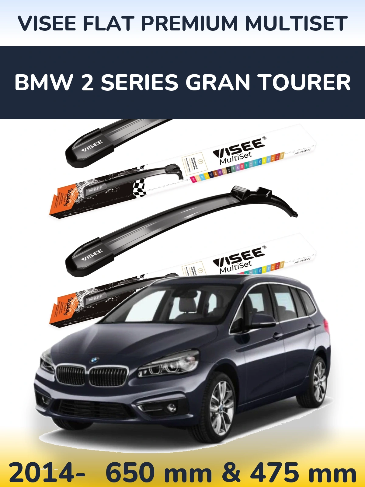 Ștergătoare VISEE FLAT PREMIUM MultiSet pentru BMW 2 Series Gran Tourer