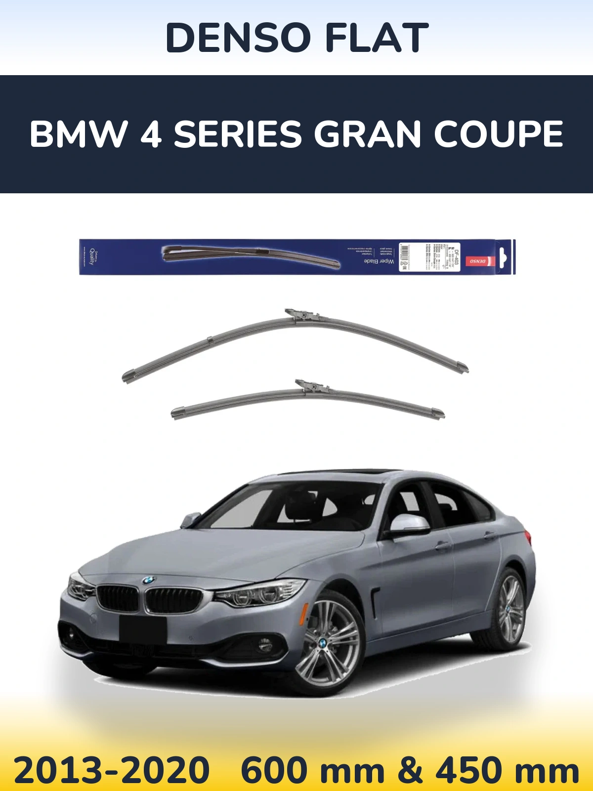 Комплект передних дворников Denso Flat 600 & 450 мм для BMW 4 Series Gran Coupe 2013-2020