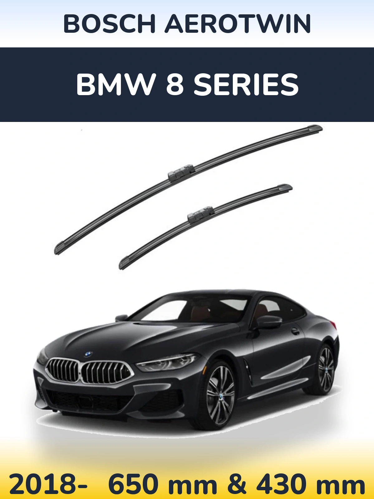 Комплект передніх щіток BOSCH AeroTwin 650 & 430 мм для BMW 8 Series 2018-2026