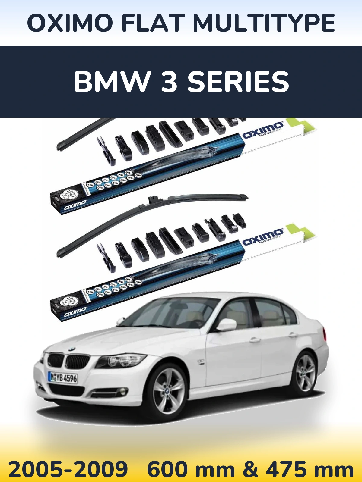Комплект передних дворников Oximo Flat MultiТипe 600 & 475 мм для BMW 3 Series 2005-2009