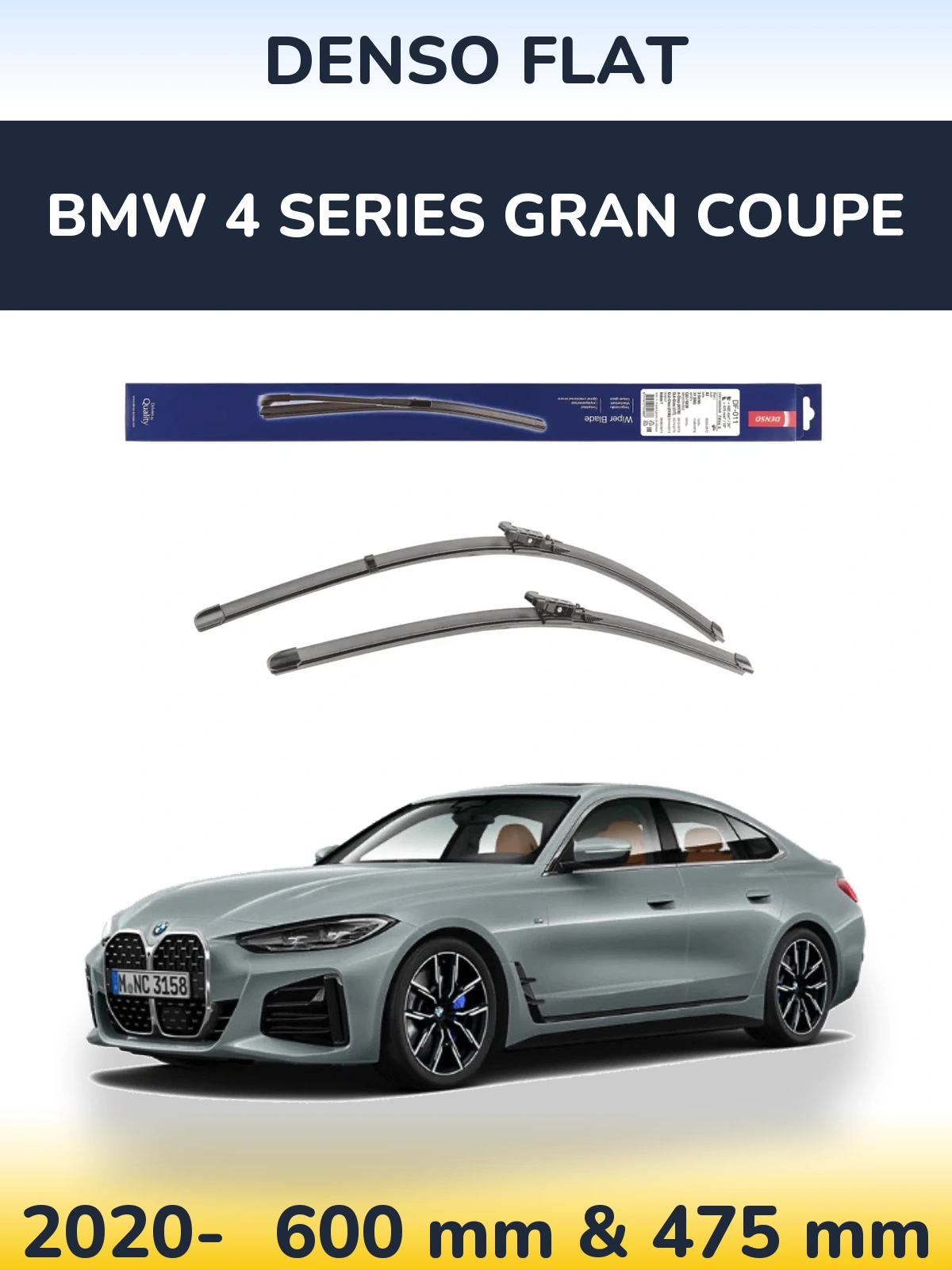 Комплект передних дворников Denso Flat 600 & 475 мм для BMW 4 Series Gran Coupe 2020-2026