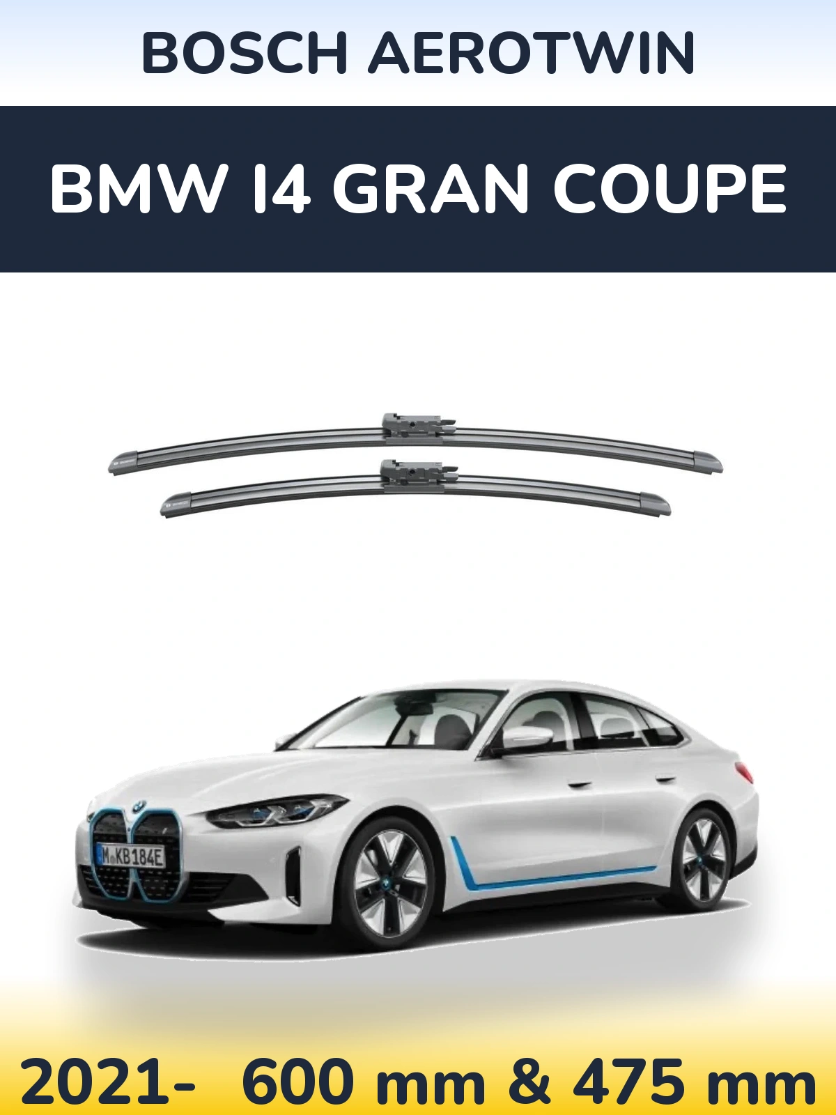 Комплект передних дворников BOSCH AeroTwin 600 & 475 мм для BMW i4 Gran Coupe 2021-2026