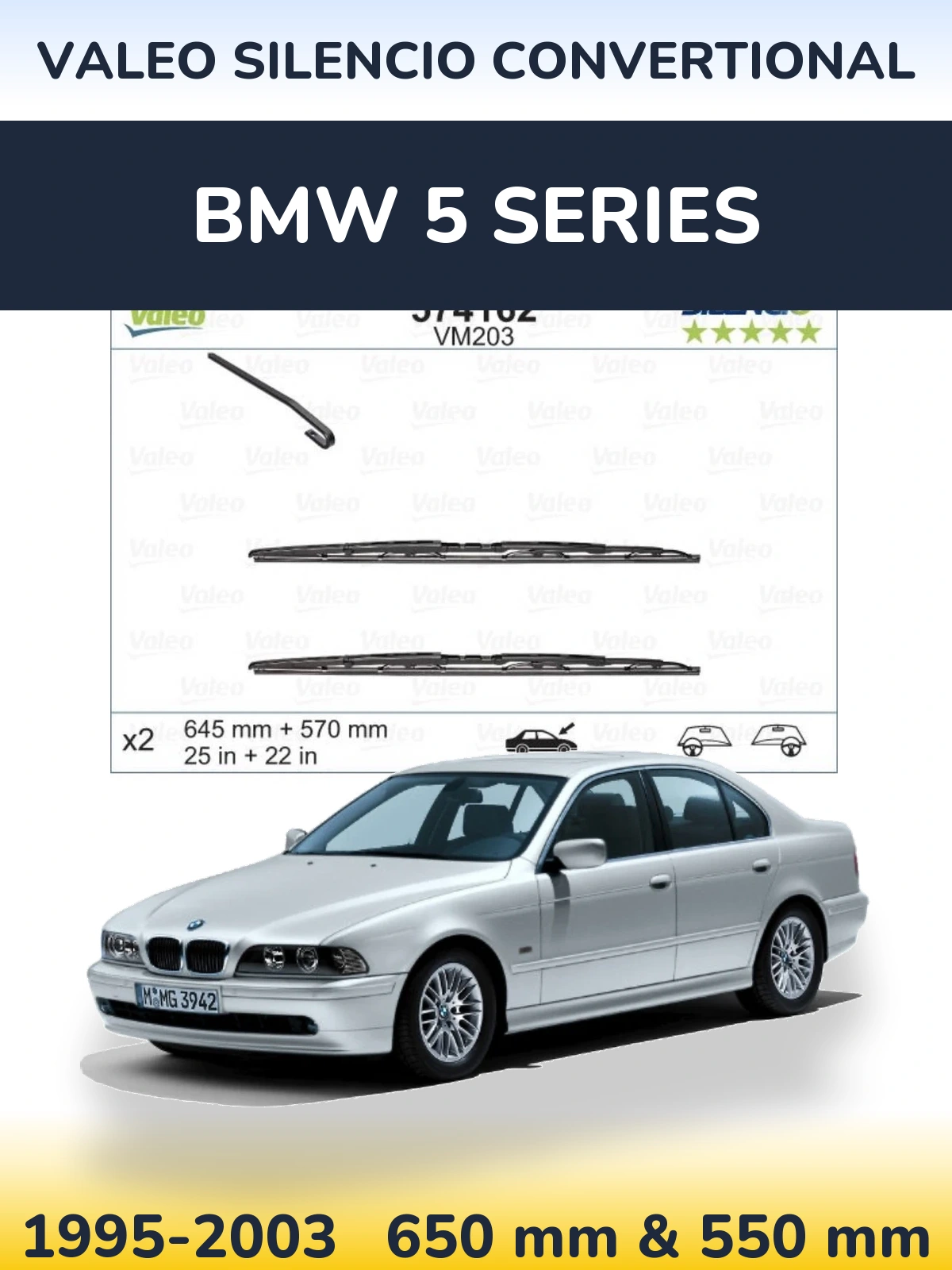 Ștergătoare Valeo Silencio Convertional pentru BMW 5 Series