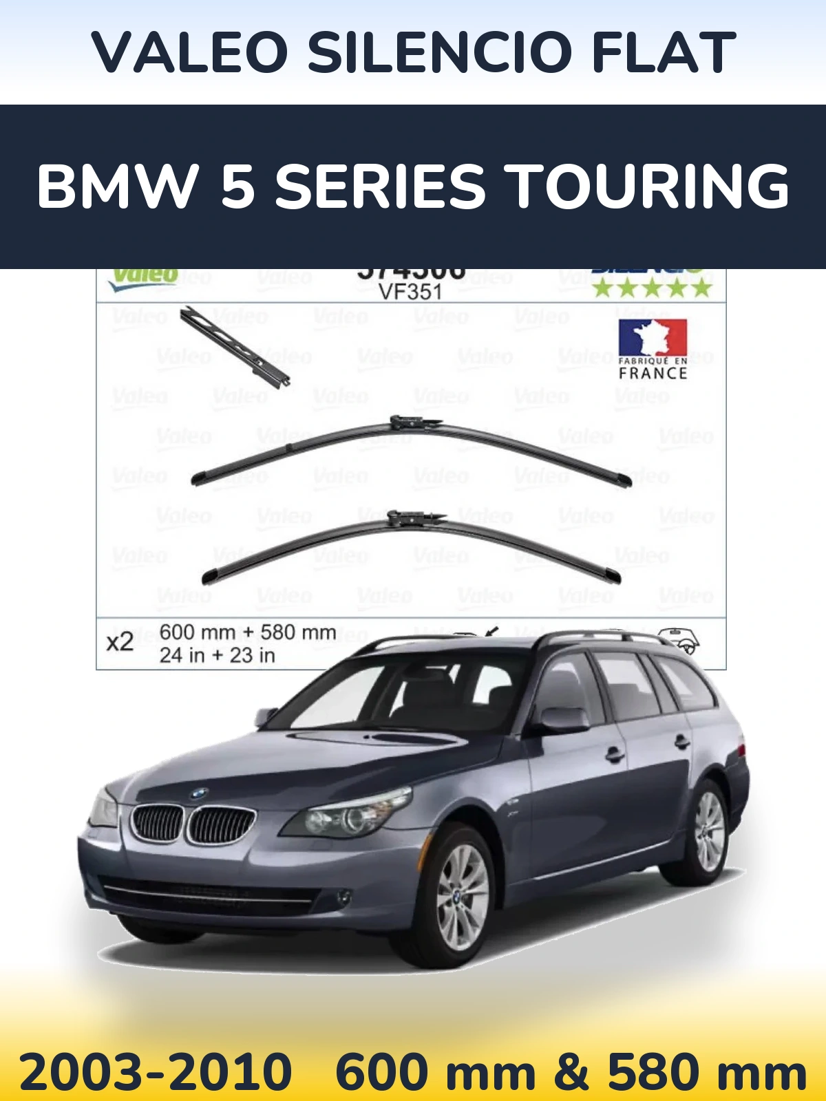 Ștergătoare Valeo Silencio Flat pentru BMW 5 Series Touring