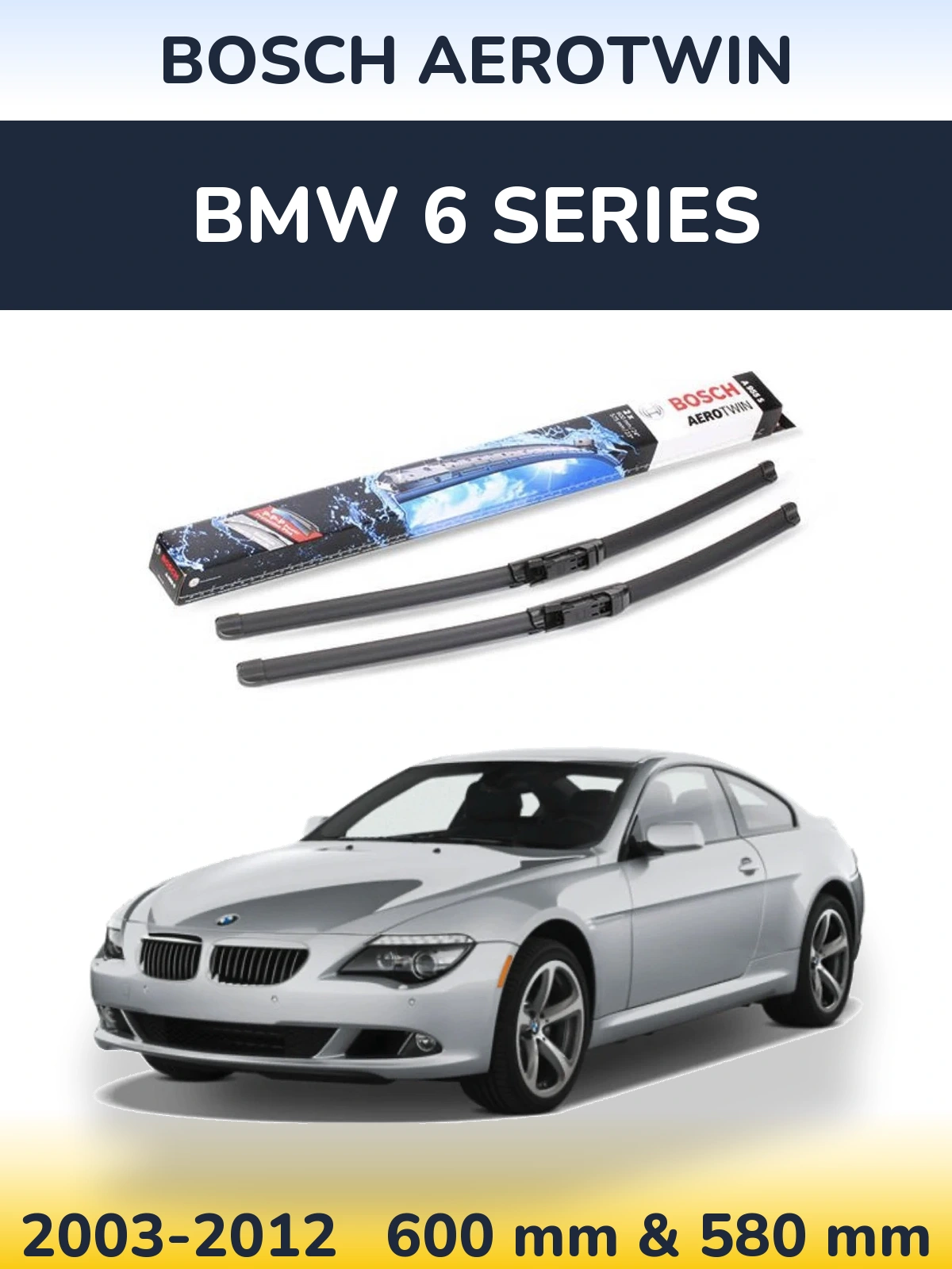 Комплект передніх щіток BOSCH AeroTwin 600 & 580 мм для BMW 6 Series 2003-2012