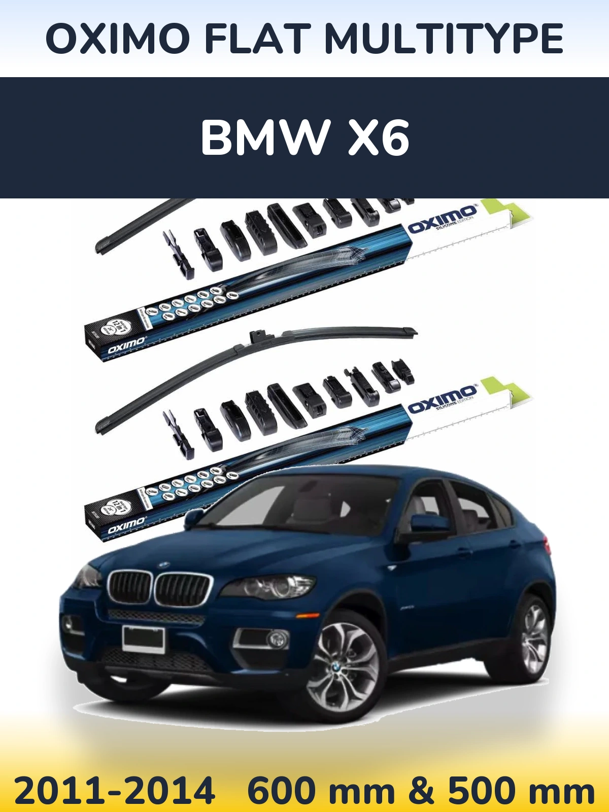 Комплект передних дворников Oximo Flat MultiТипe 600 & 500 мм для BMW X6 2011-2014