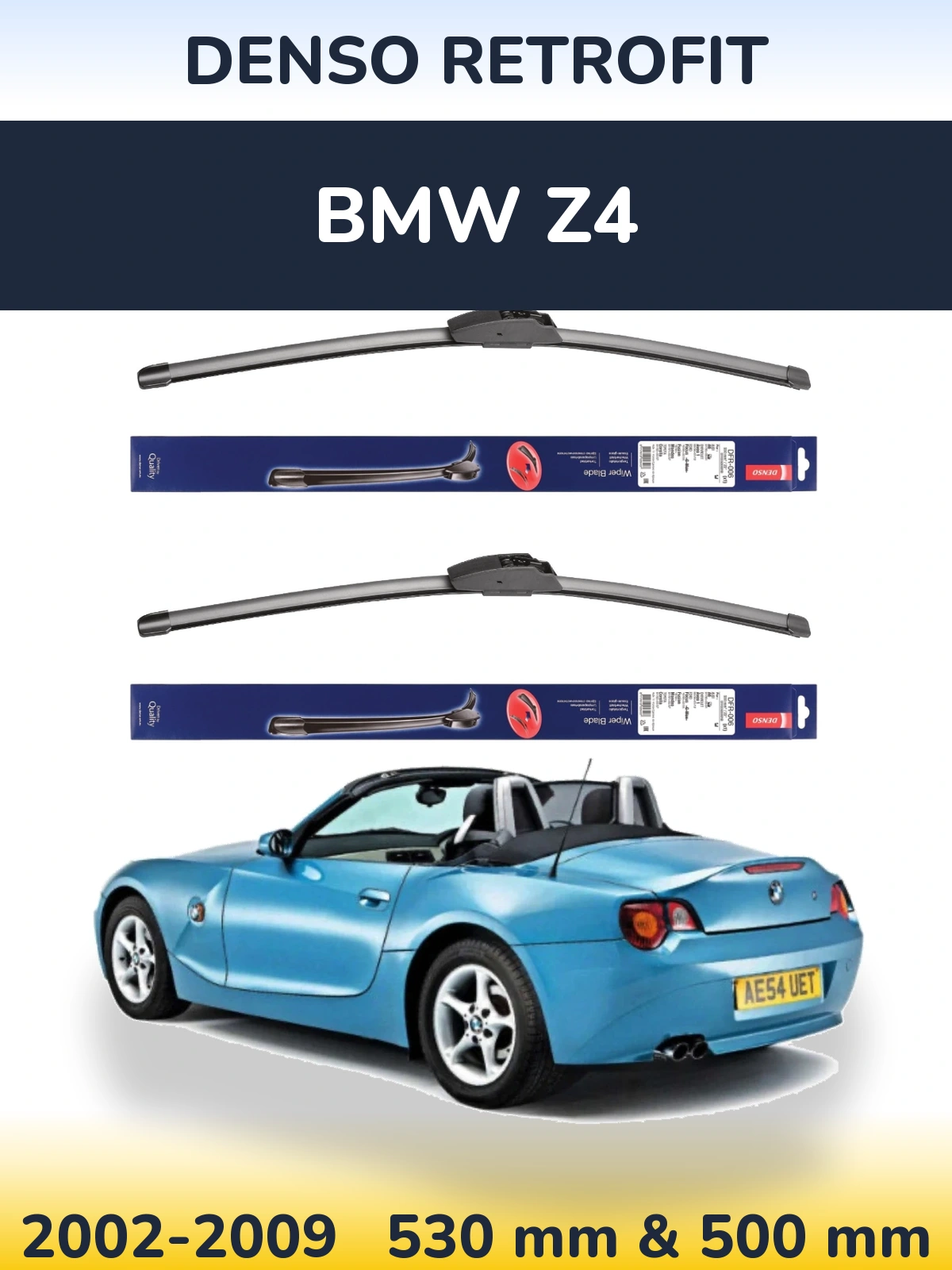 Комплект передних дворников Denso Retrofit 530 & 500 мм для BMW Z4 2002-2009