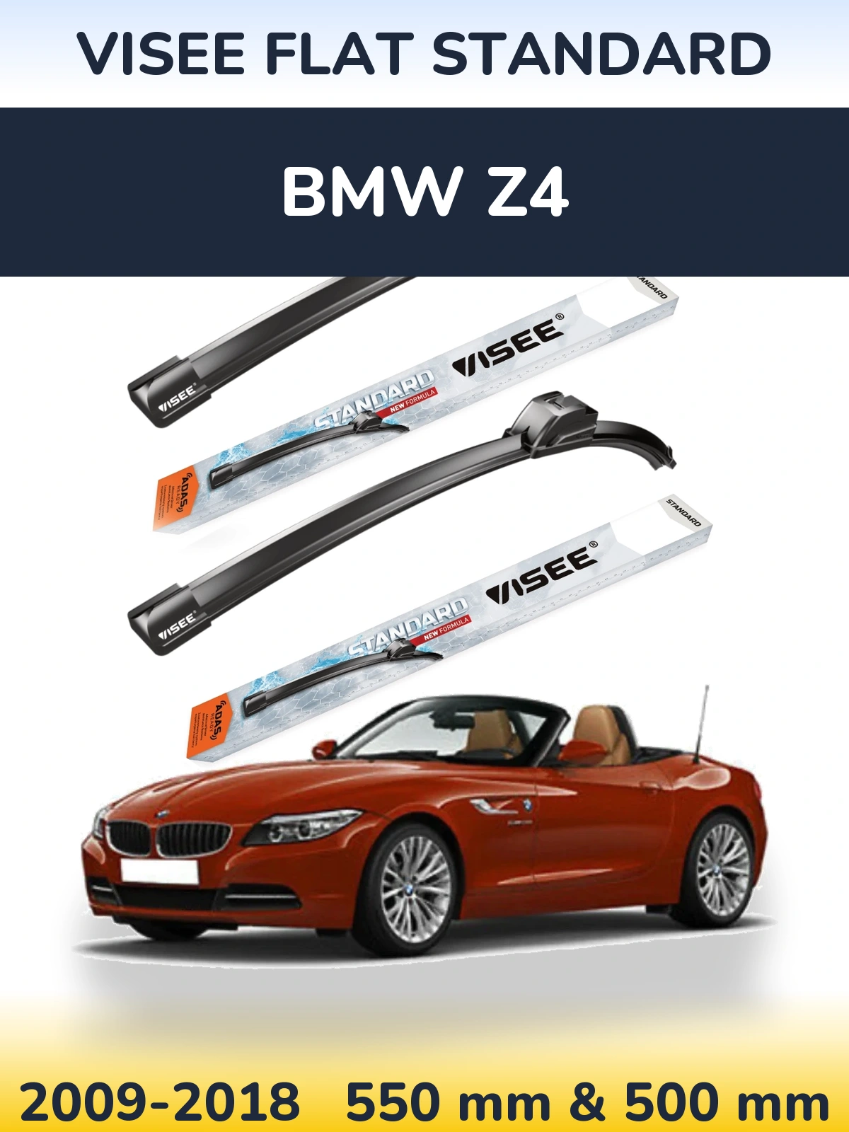 Комплект передних дворников VISEE FLAT STANDARD 550 & 500 мм для BMW Z4 2009-2018