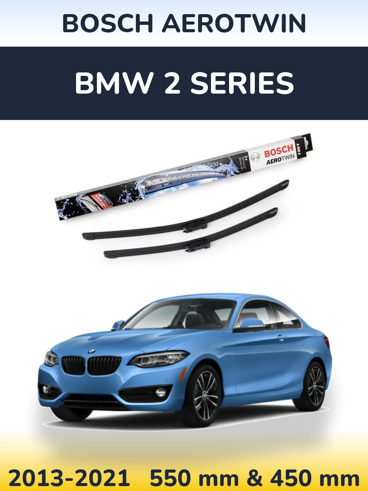 Комплект передніх щіток BOSCH AeroTwin 550 & 450 мм для BMW 2 Series 2013-2021