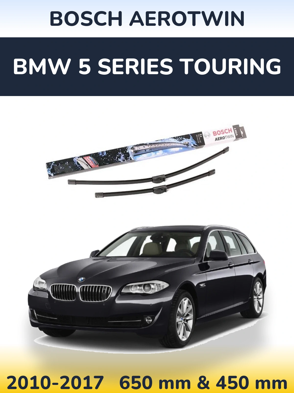 Комплект передніх щіток BOSCH AeroTwin 650 & 450 мм для BMW 5 Series Touring 2010-2017