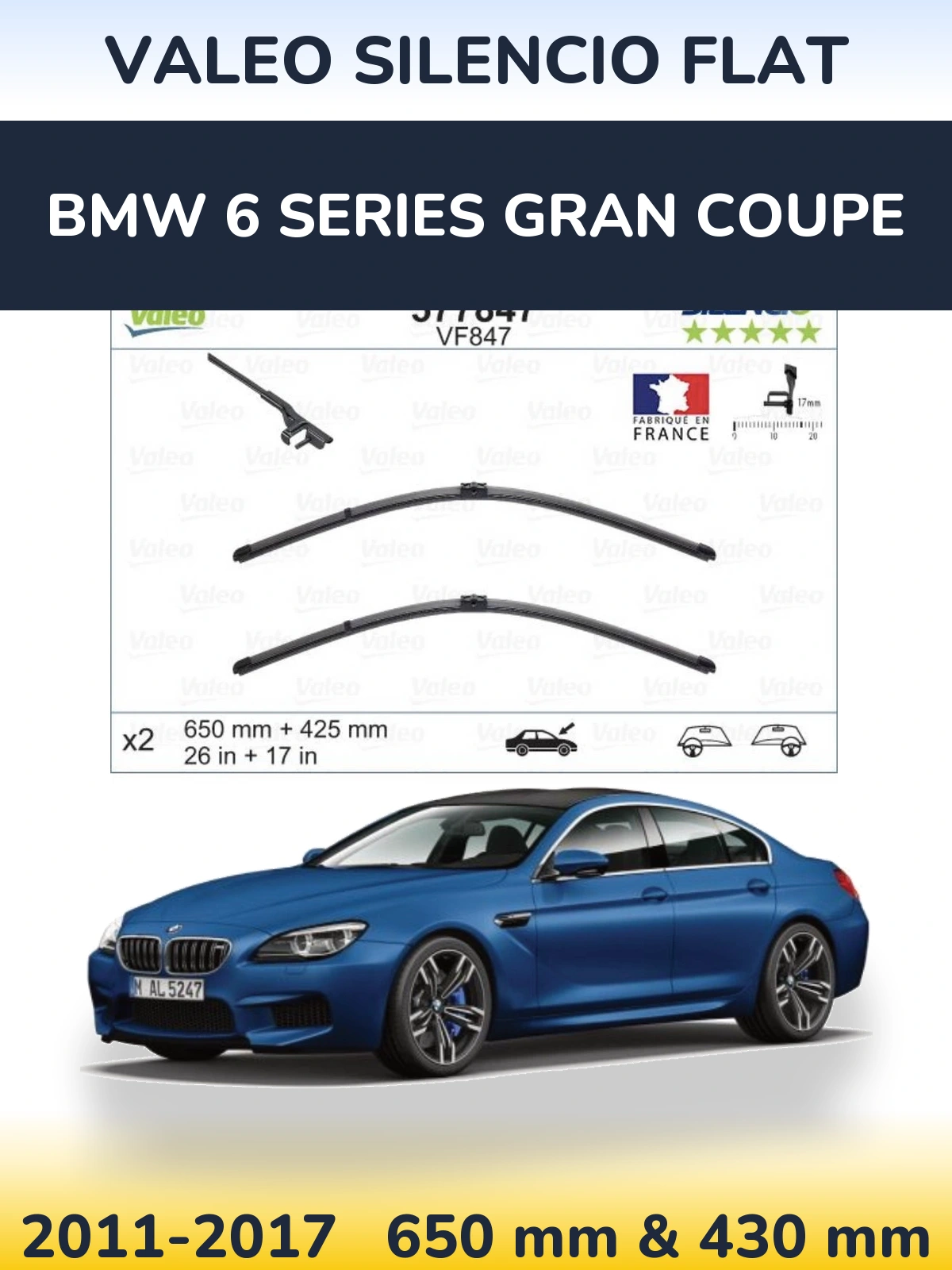 Ștergătoare Valeo Silencio Flat pentru BMW 6 Series Gran Coupe