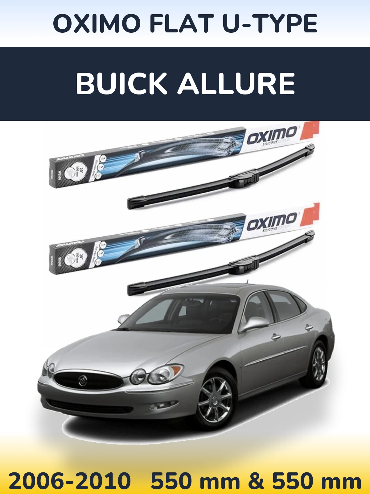 Комплект передних дворников Oximo Flat U-type 550 & 550 мм для Buick Allure 2006-2010