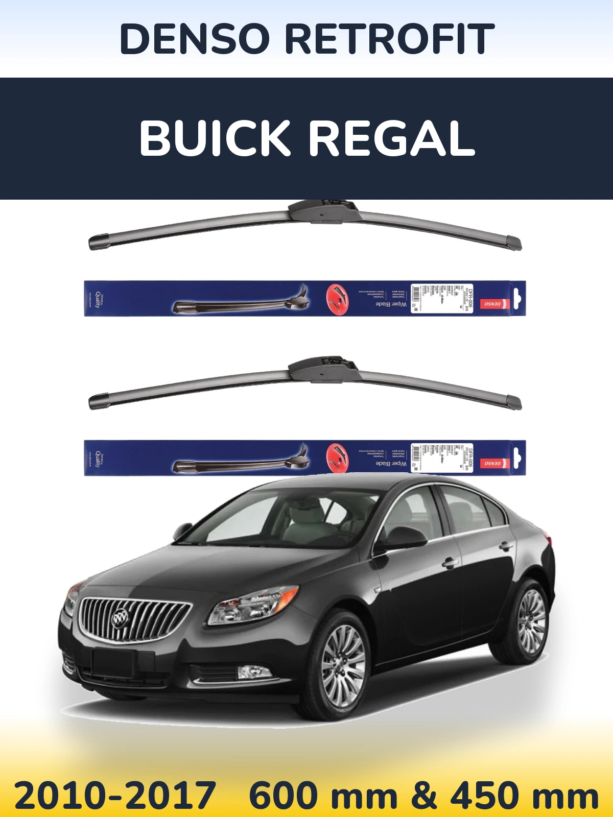 Комплект передних дворников Denso Retrofit 600 & 450 мм для Buick Regal 2010-2017
