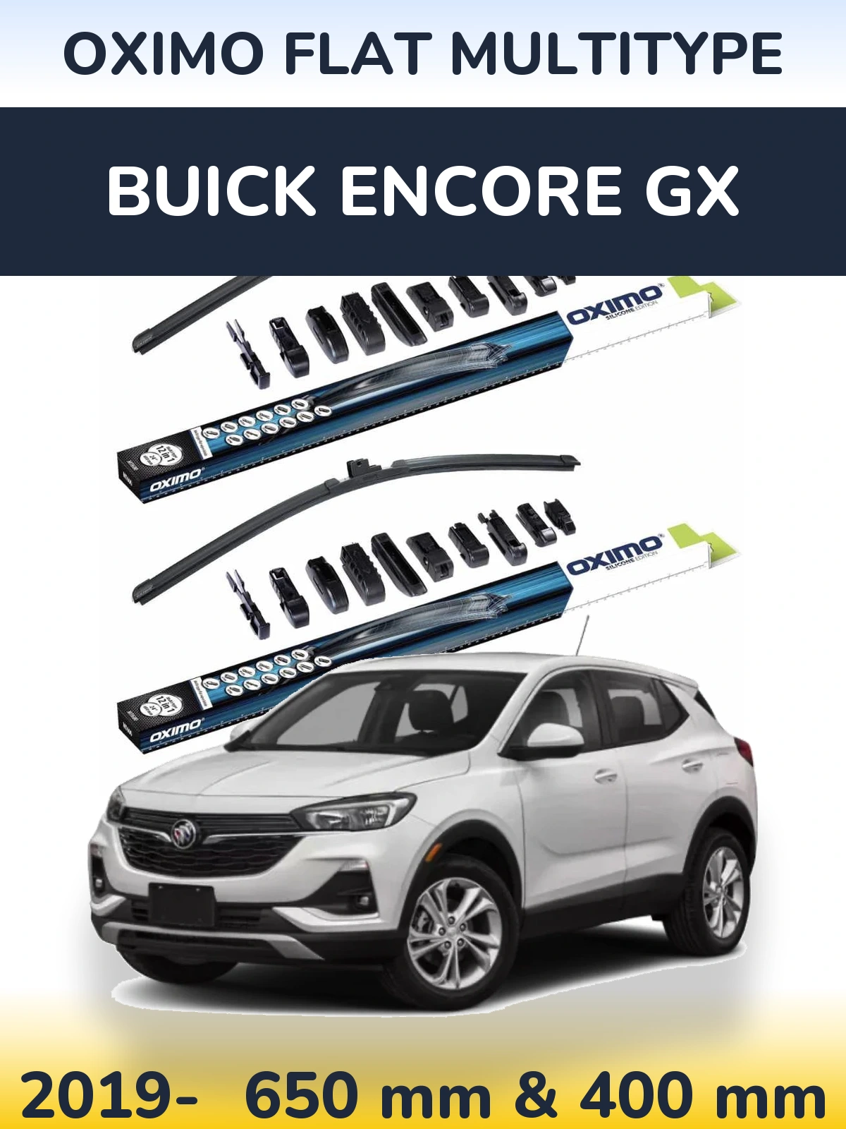 Комплект передних дворников Oximo Flat MultiТипe 650 & 400 мм для Buick Encore GX 2019-2026