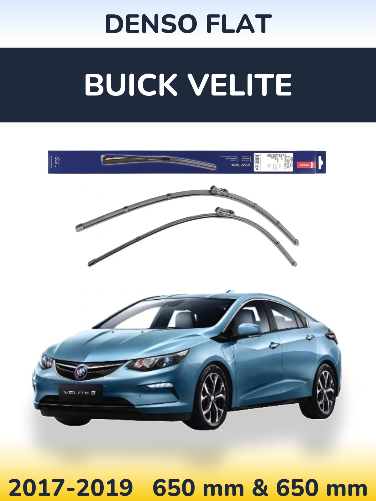 Front wiper blade set Denso Flat 650 & 650 mm for Buick Velite 2017-2019