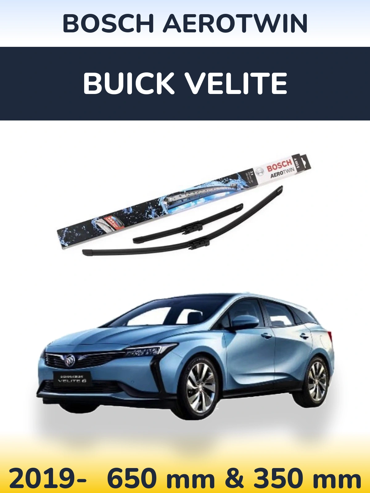 Комплект передніх щіток BOSCH AeroTwin 650 & 340 мм для Buick Velite 2019-2026
