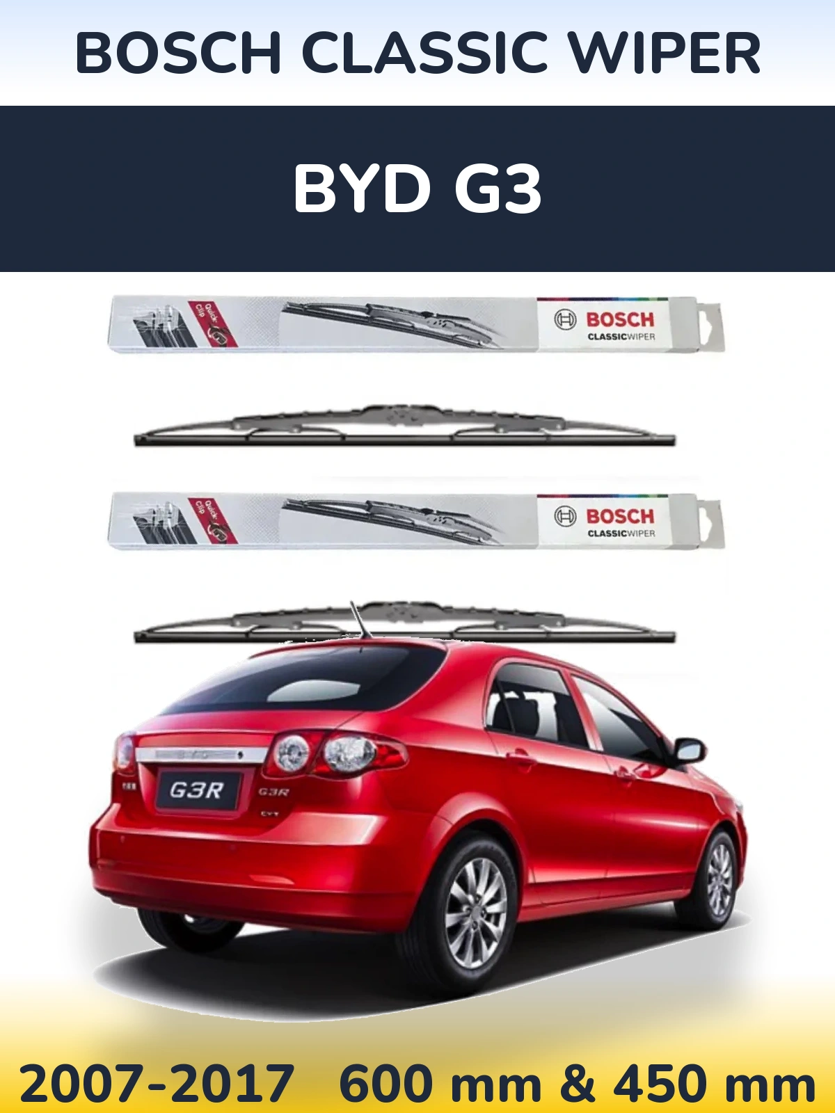 Ștergătoare BOSCH Classic Wiper pentru BYD G3