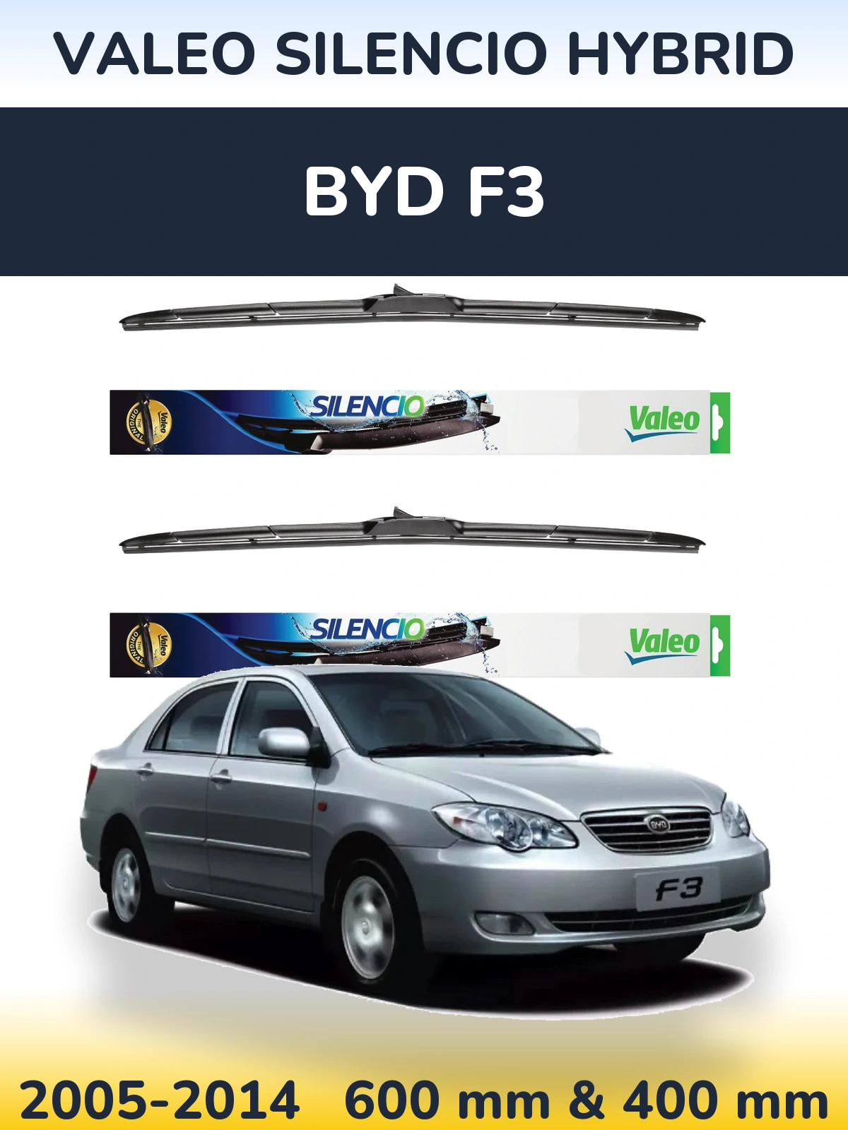 Ștergătoare Valeo Silencio Hybrid pentru BYD F3