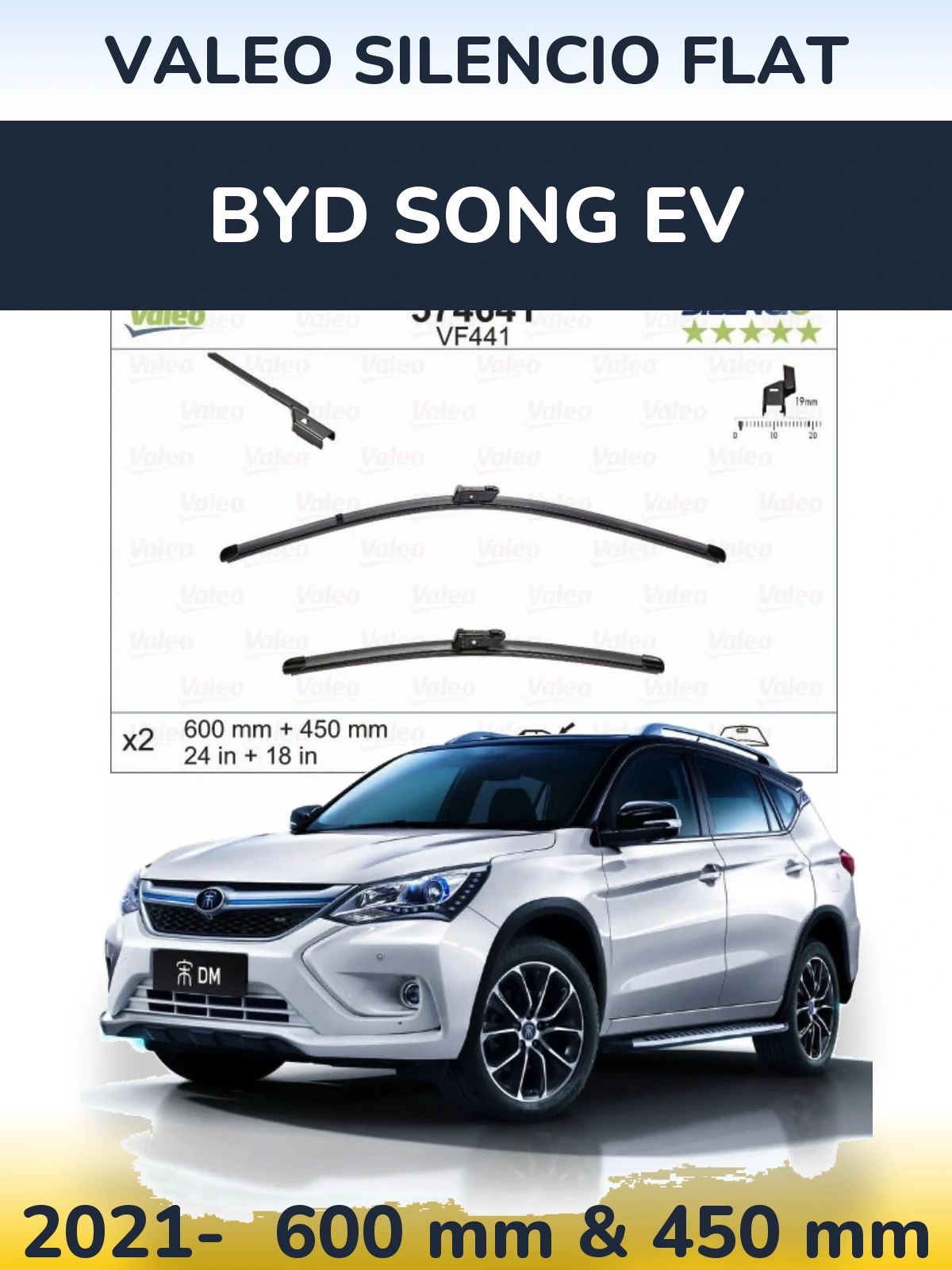Ștergătoare Valeo Silencio Flat pentru BYD Song EV