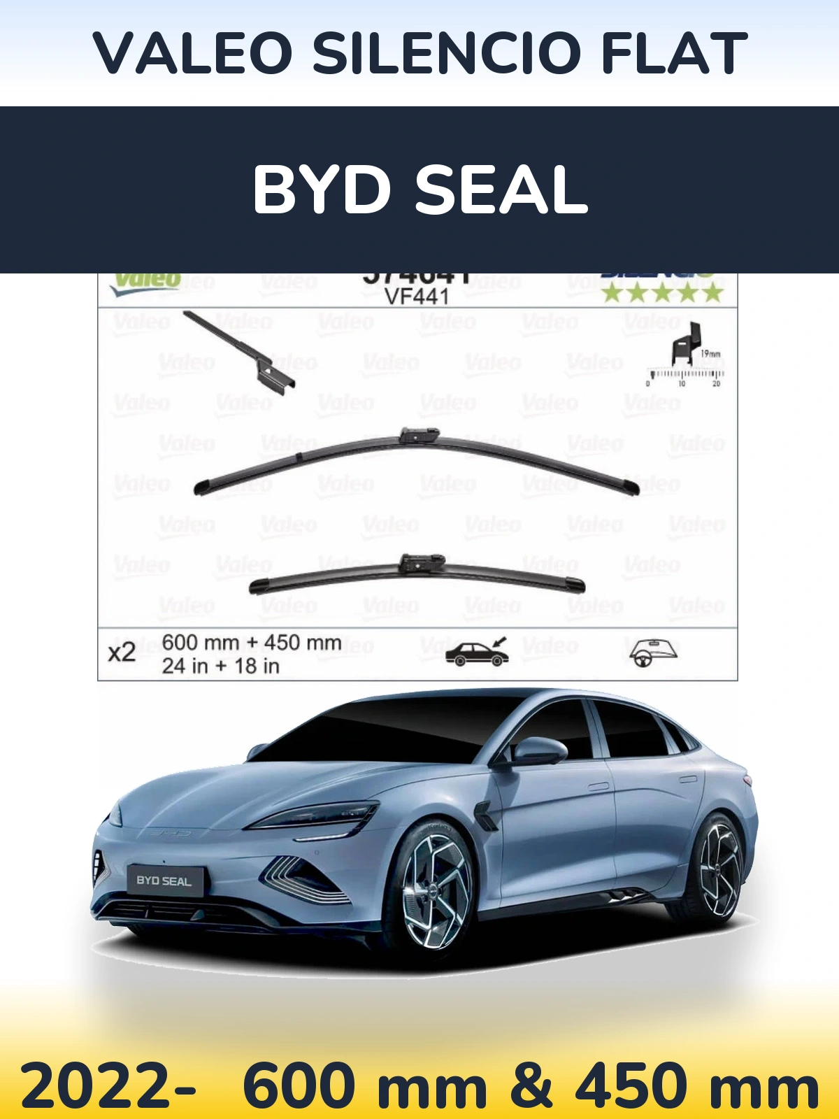Ștergătoare Valeo Silencio Flat pentru BYD Seal