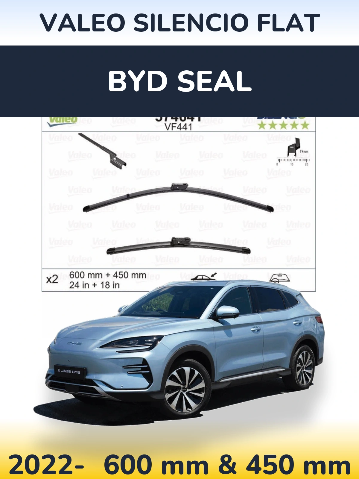 Ștergătoare Valeo Silencio Flat pentru BYD Seal