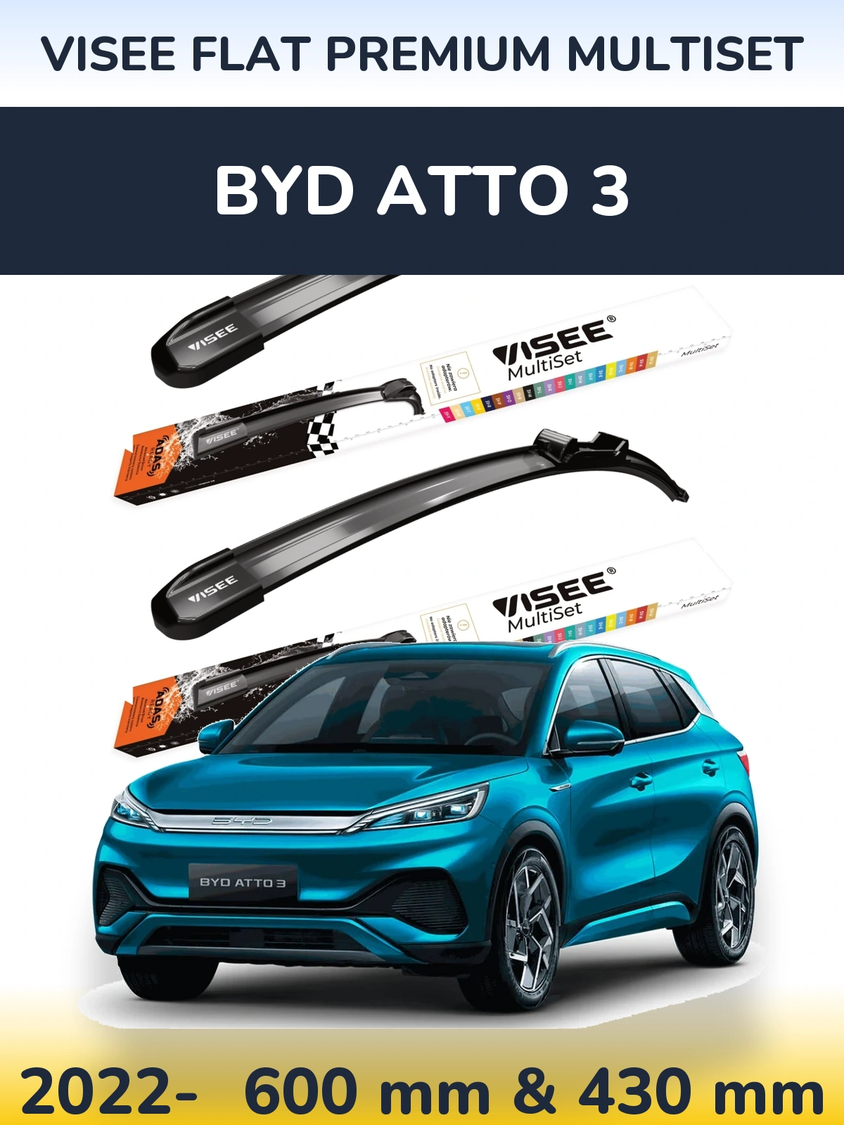 Ștergătoare VISEE FLAT PREMIUM MultiSet pentru BYD Atto 3