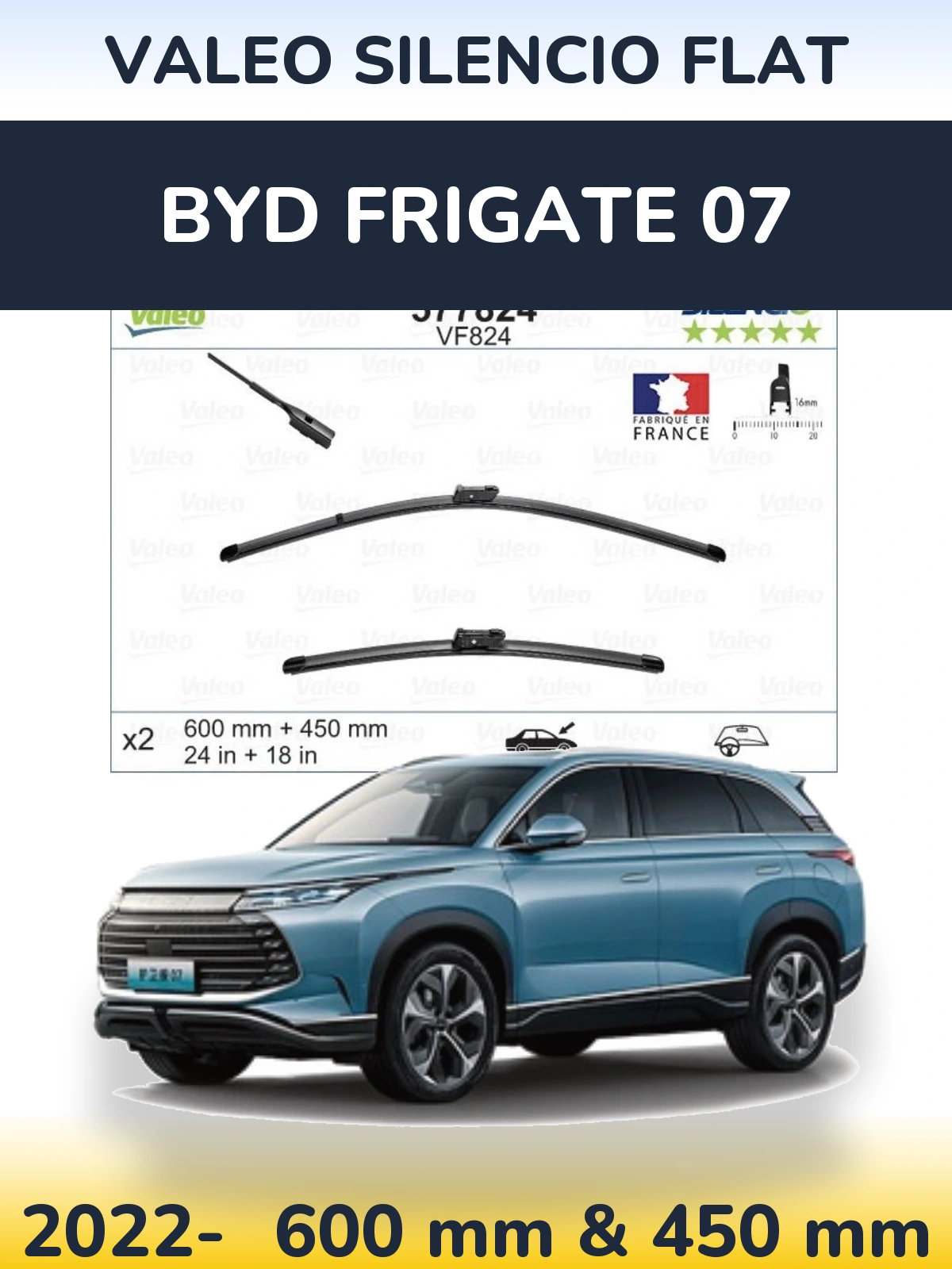 Ștergătoare Valeo Silencio Flat pentru BYD Frigate 07