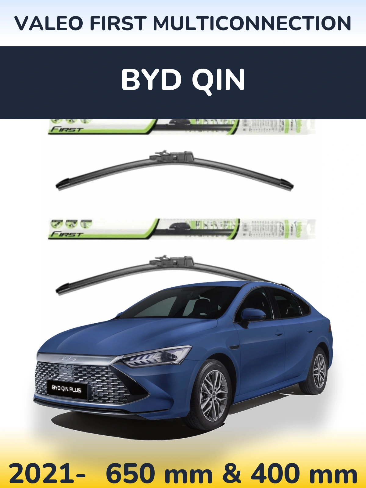 Комплект передних дворников Valeo First MultiConnection 650 & 400 мм для BYD Qin 2021-2026