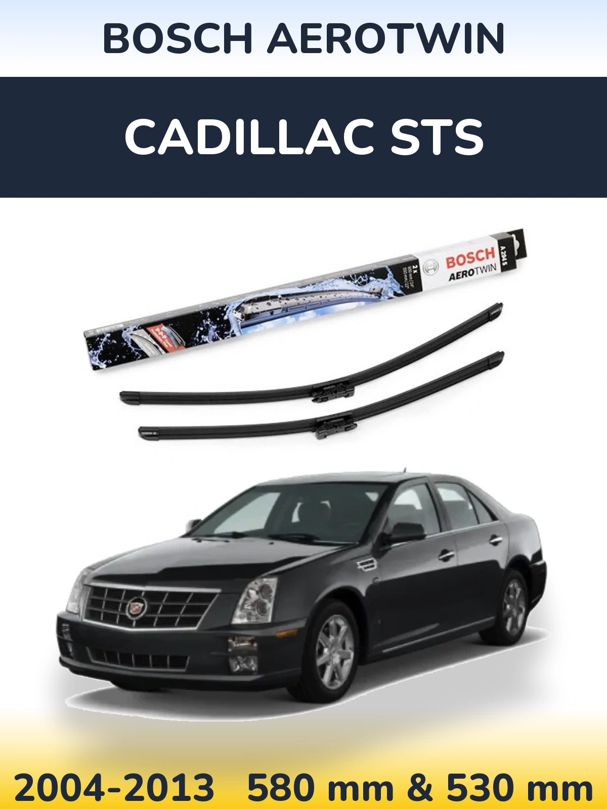 Front wiper blade set BOSCH AeroTwin 600 & 550 mm for Cadillac STS 2004-2013