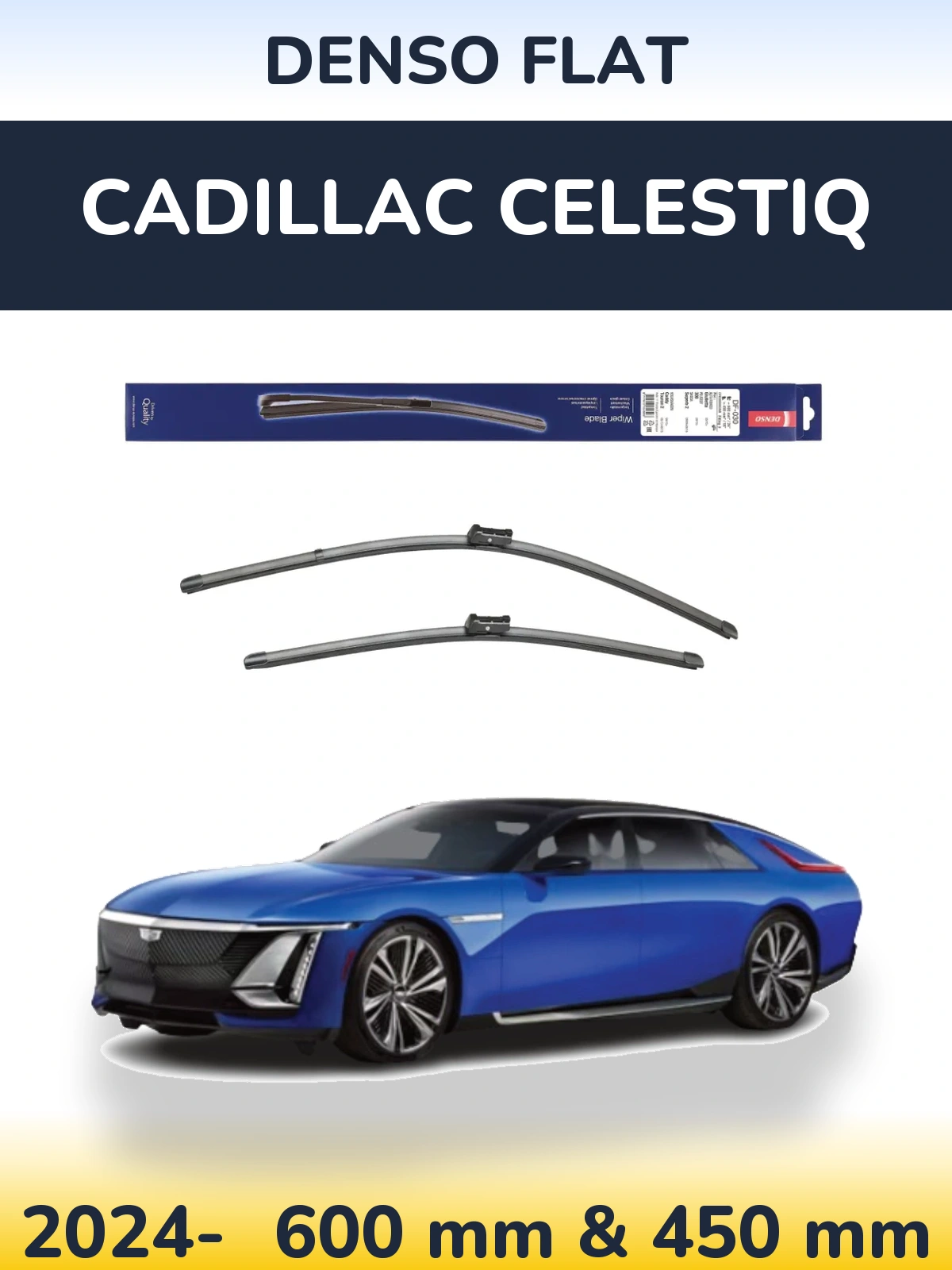 Комплект передних дворников Denso Flat 600 & 450 мм для Cadillac Celestiq 2024-2026