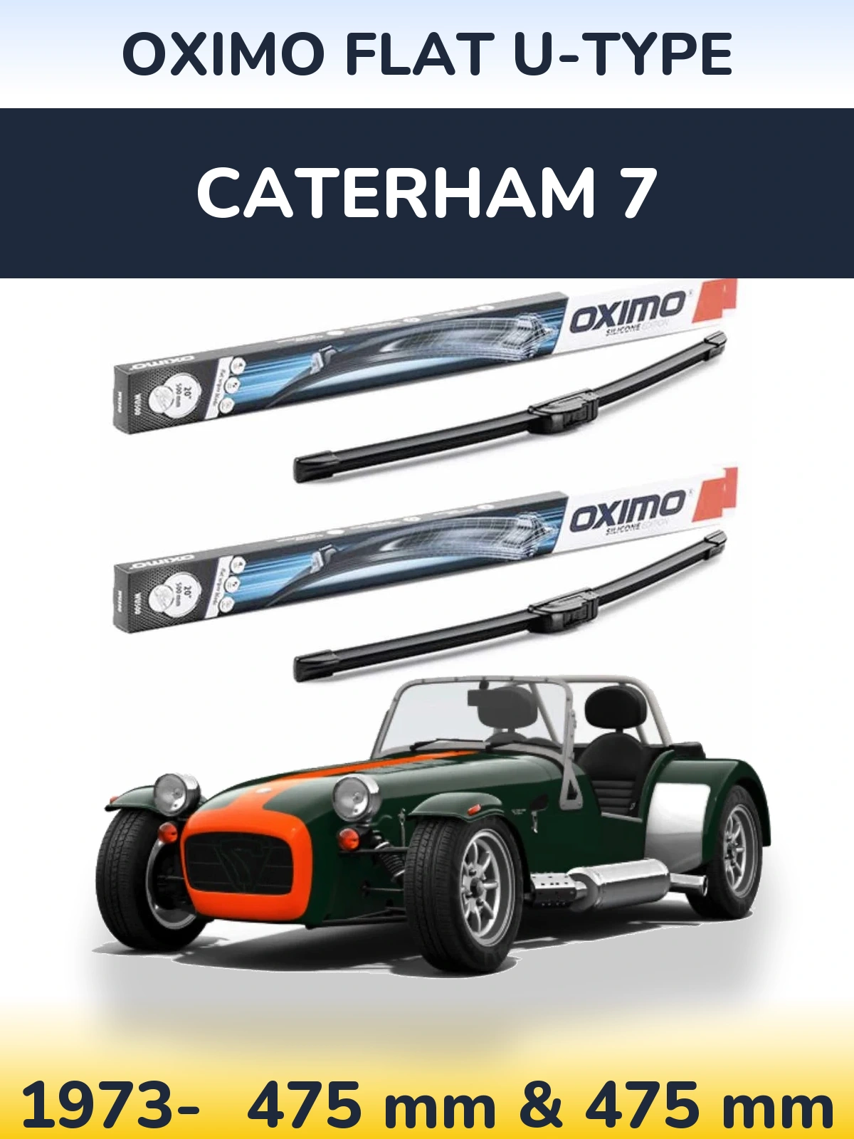 Комплект передних дворников Oximo Flat U-type 475 & 475 мм для Caterham 7 1973-2026