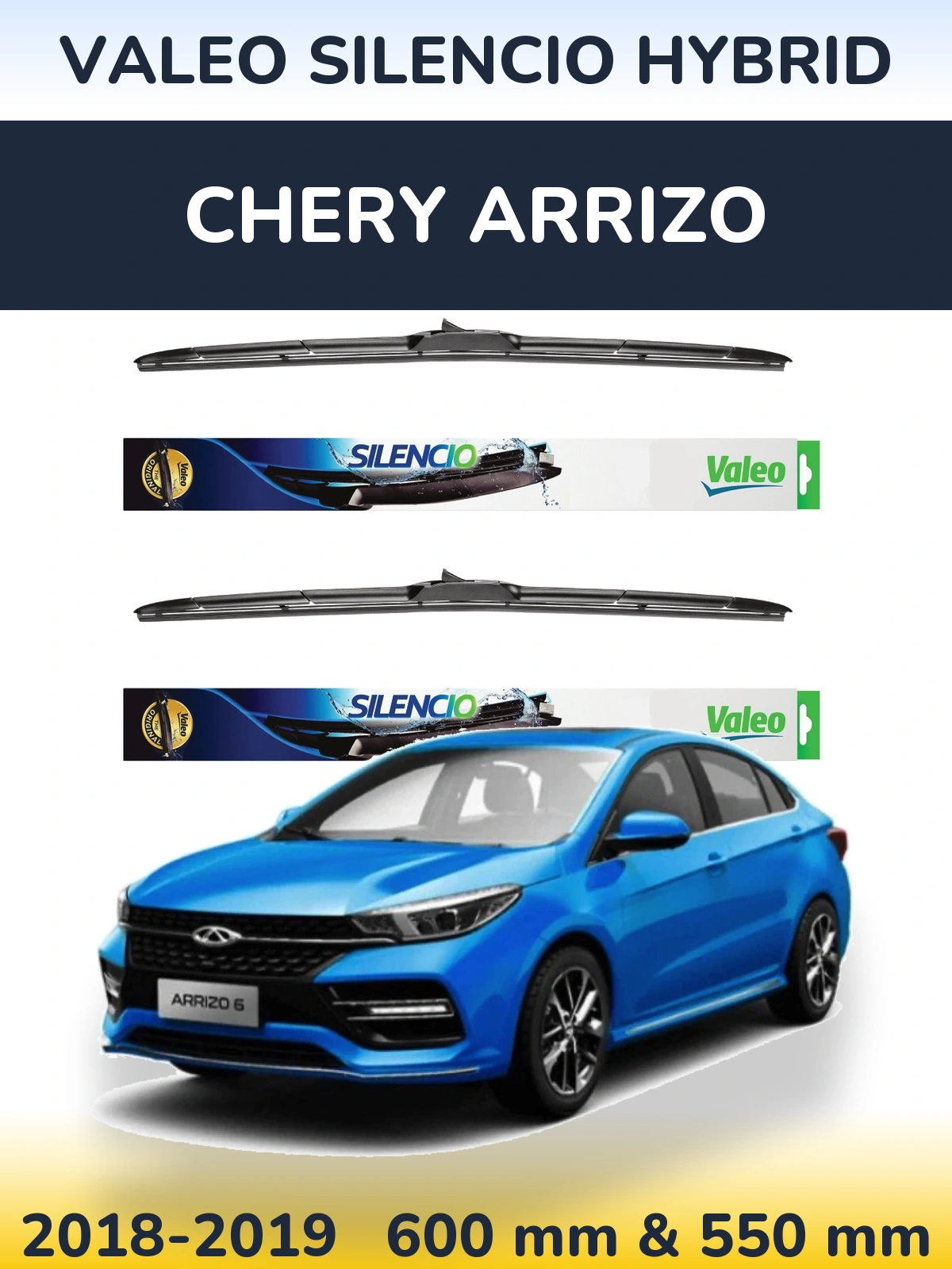 Комплект передних дворников Valeo Silencio Hybrid 600 & 550 мм для Chery Arrizo 2018-2019