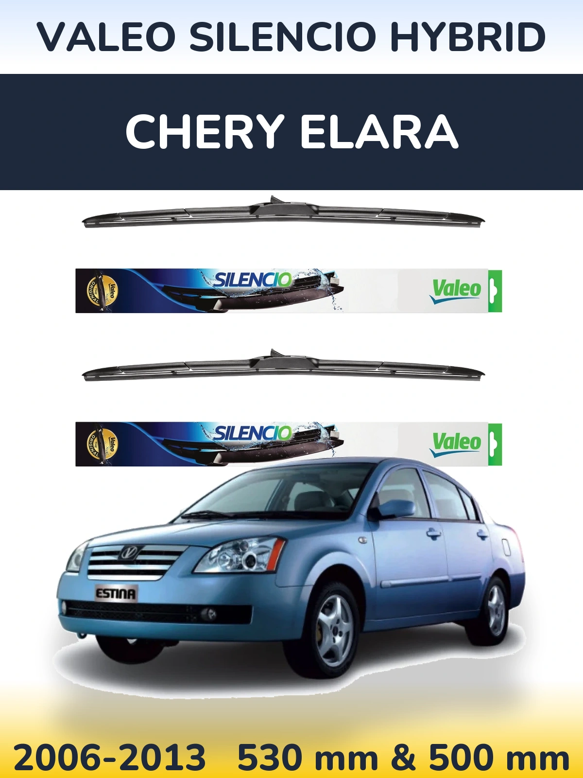 Комплект передних дворников Valeo Silencio Hybrid 530 & 500 мм для Chery Elara 2006-2013