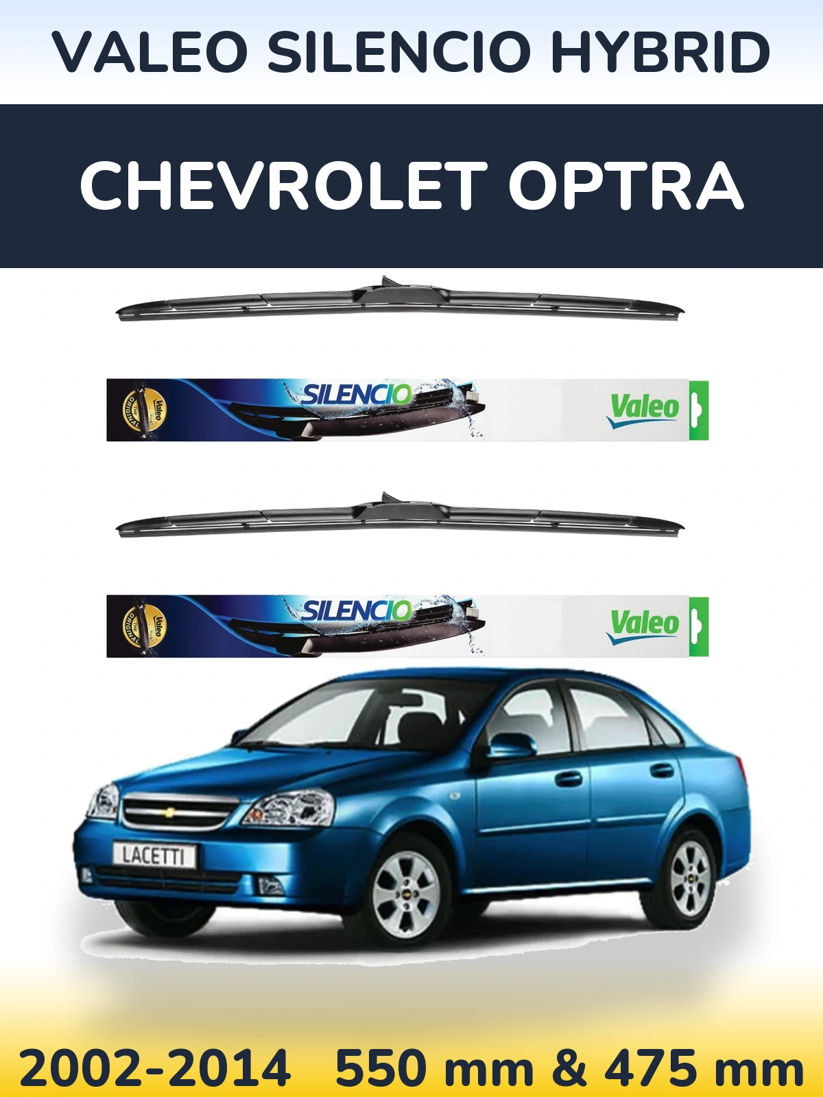 Комплект передних дворников Valeo Silencio Hybrid 550 & 475 мм для Chevrolet Optra 2002-2014