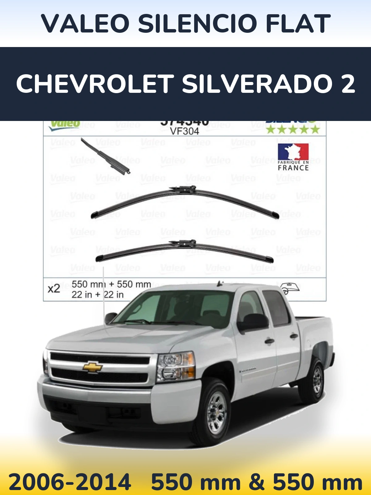 Ștergătoare Valeo Silencio Flat pentru Chevrolet Silverado 2