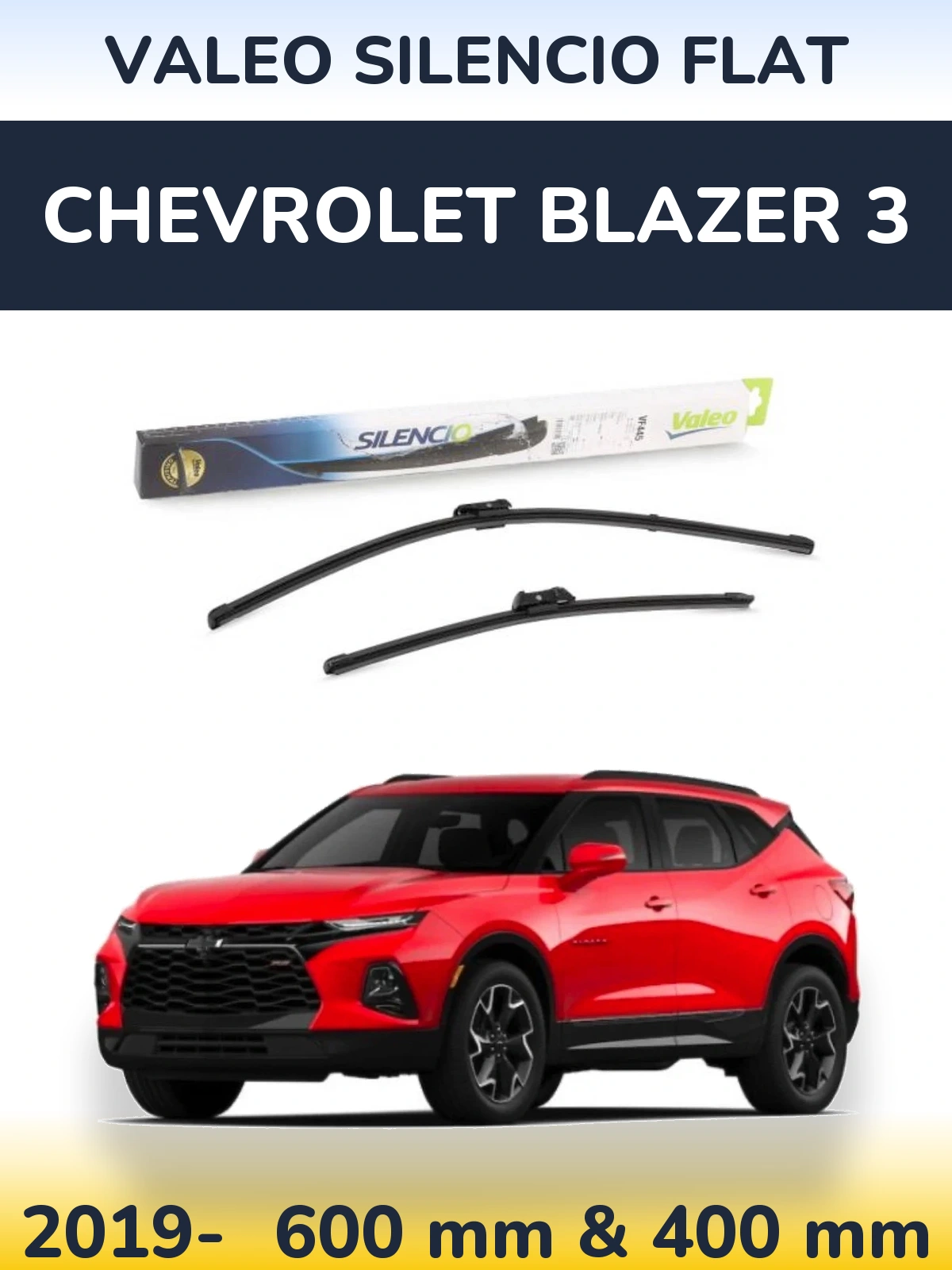 Комплект передних дворников Valeo Silencio Flat 600 & 400 мм для Chevrolet Blazer 3 2019-2026