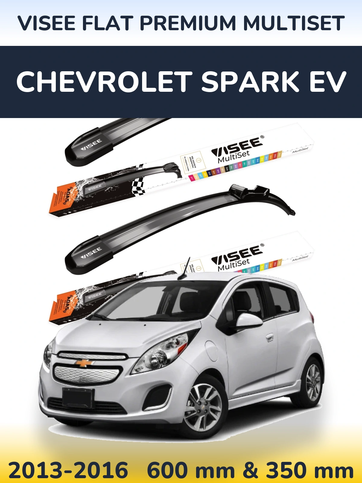 Комплект передніх щіток VISEE FLAT PREMIUM MultiSet 600 & 350 мм для Chevrolet Spark EV 2013-2016