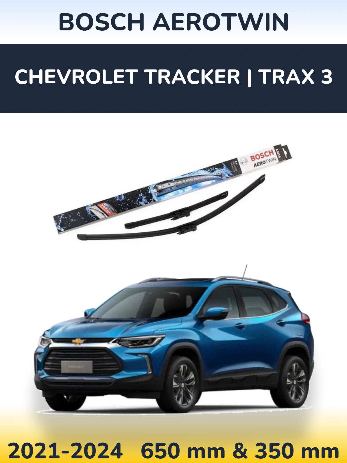 Комплект передних дворников BOSCH AeroTwin 650 & 340 мм для Chevrolet Tracker | Trax 3 2021-2024