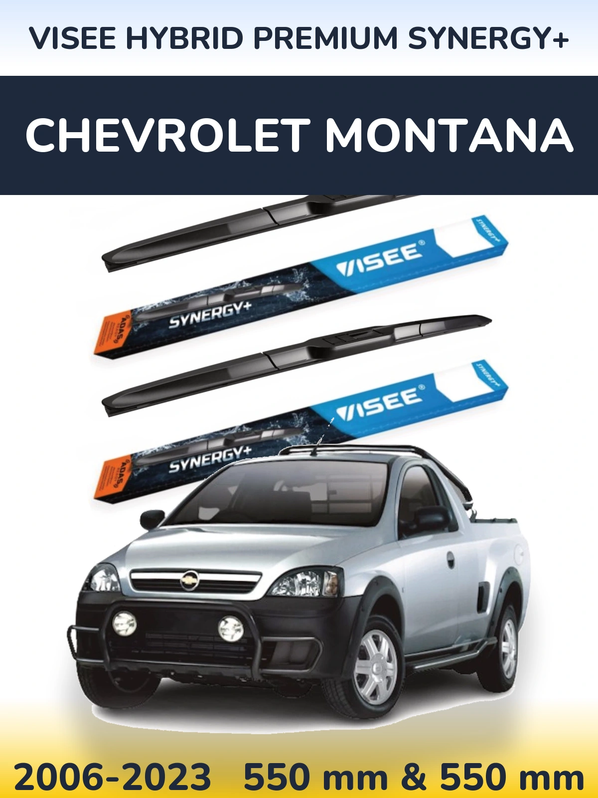 Комплект передних дворников VISEE HYBRID PREMIUM SYNERGY+ 550 & 550 мм для Chevrolet Montana 2006-2023