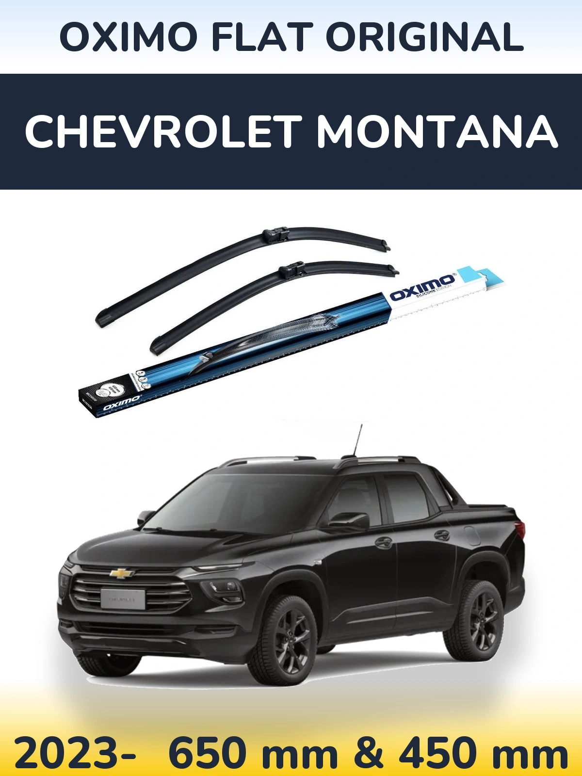 Комплект передних дворников Oximo Flat Original 650 & 450 мм для Chevrolet Montana 2023-2026