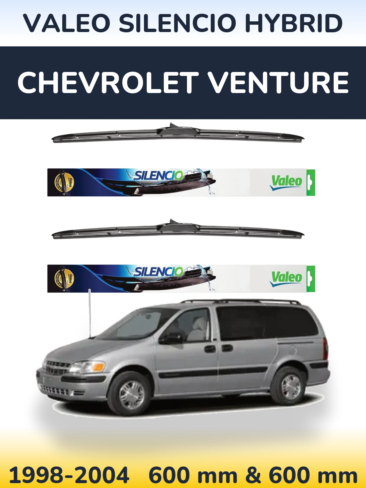Комплект передних дворников Valeo Silencio Hybrid 600 & 600 мм для Chevrolet Venture 1998-2004