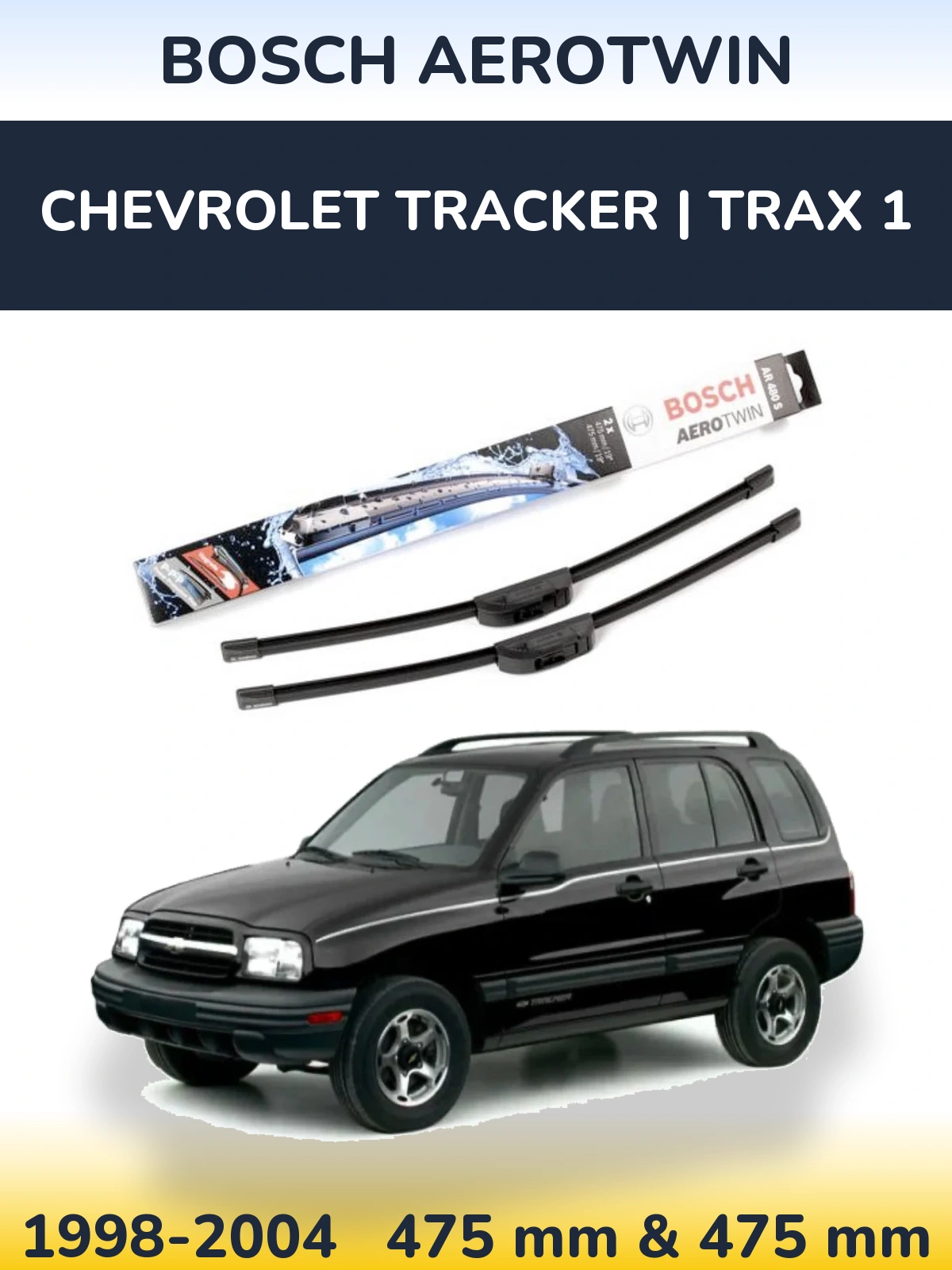 Комплект передних дворников BOSCH AeroTwin 475 & 475 мм для Chevrolet Tracker | Trax 1 1998-2004